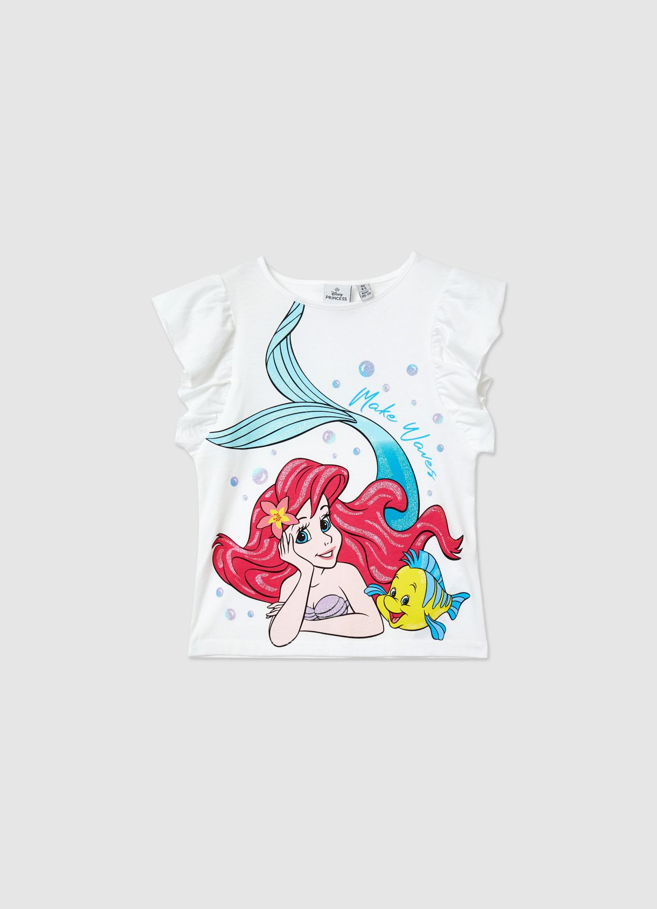 T-shirt con stampa Ariel e volant