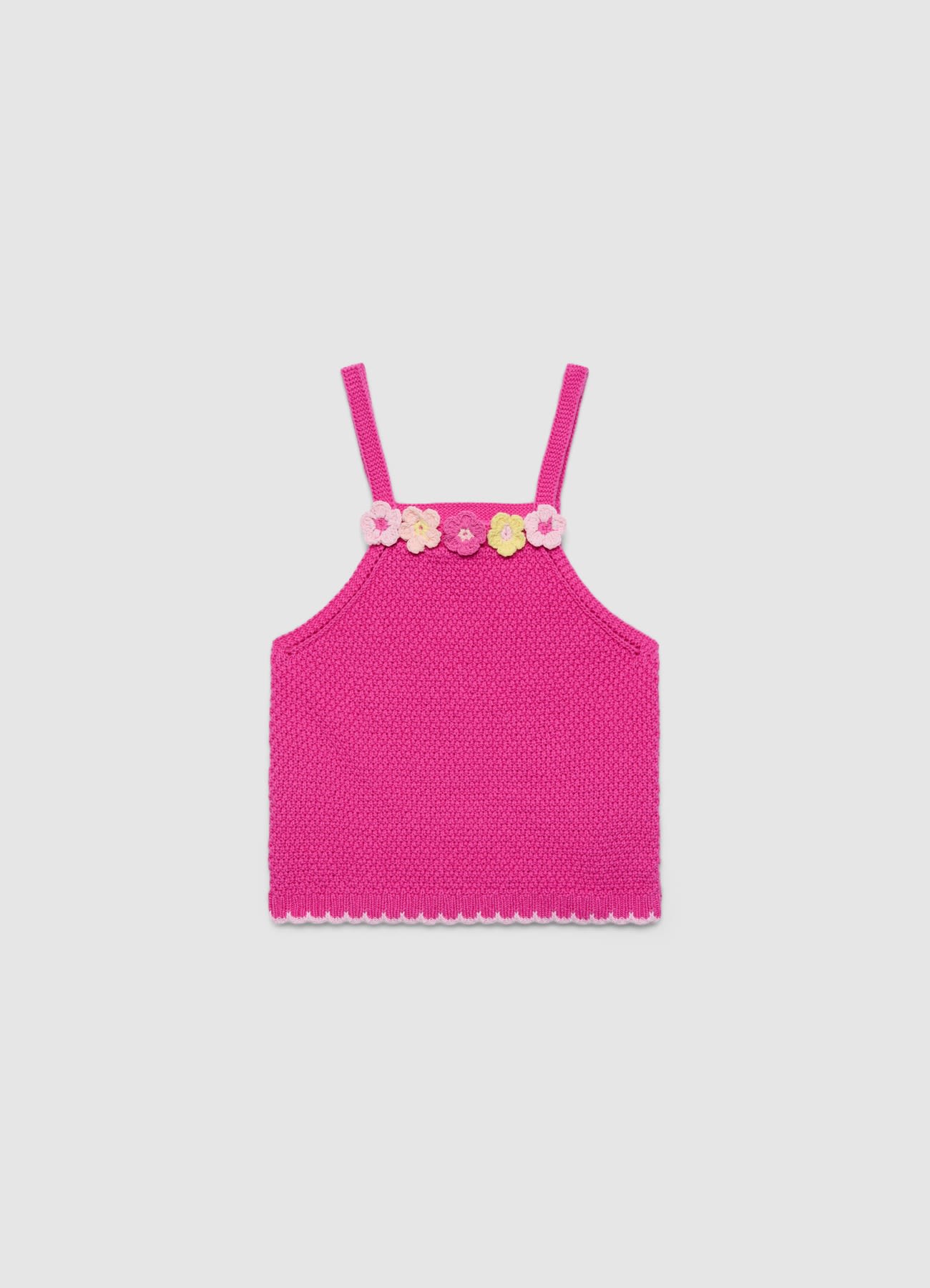 Top crochet con fiori applicati