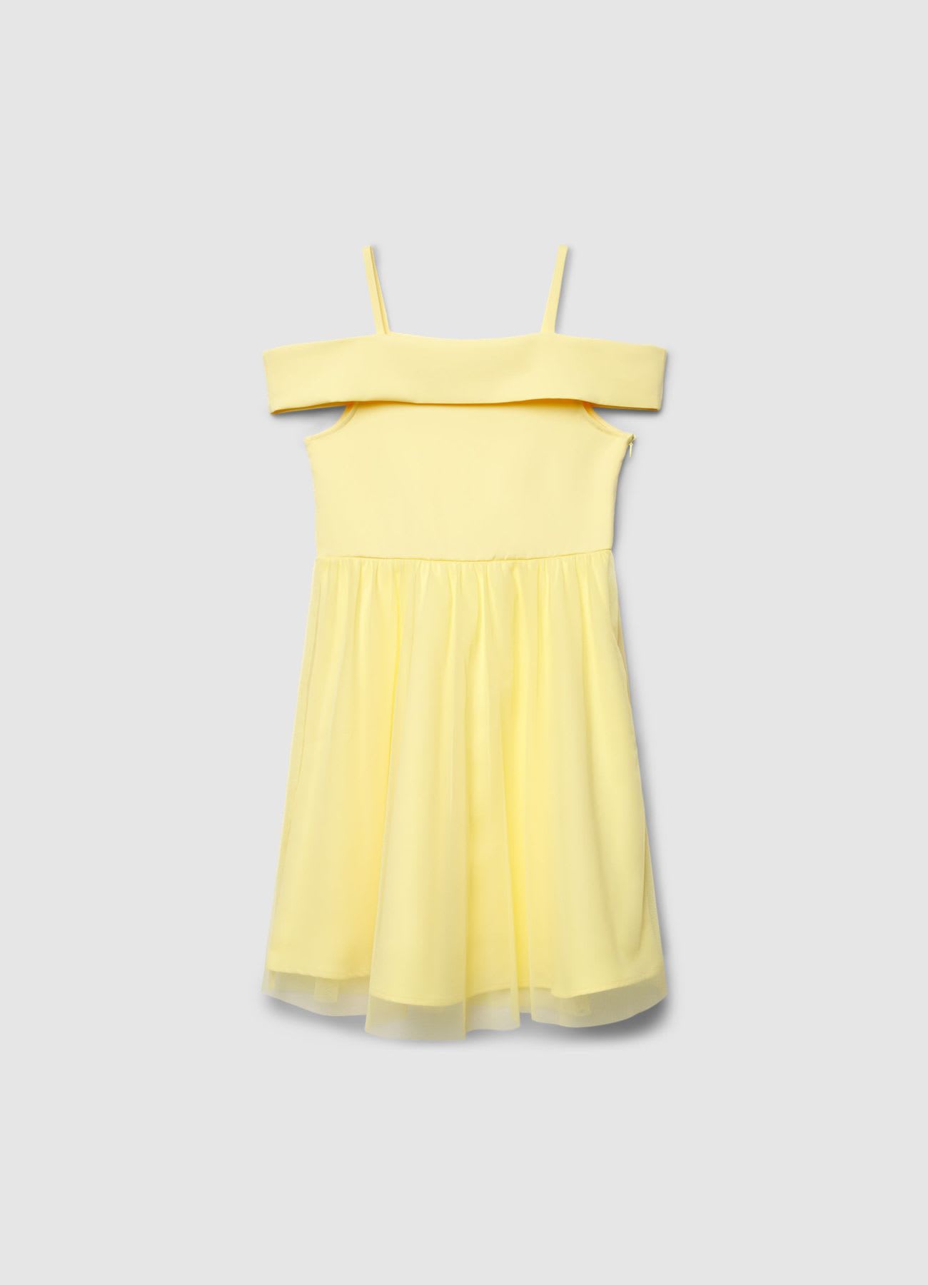 Vestito con spalle scoperte e gonna in tulle