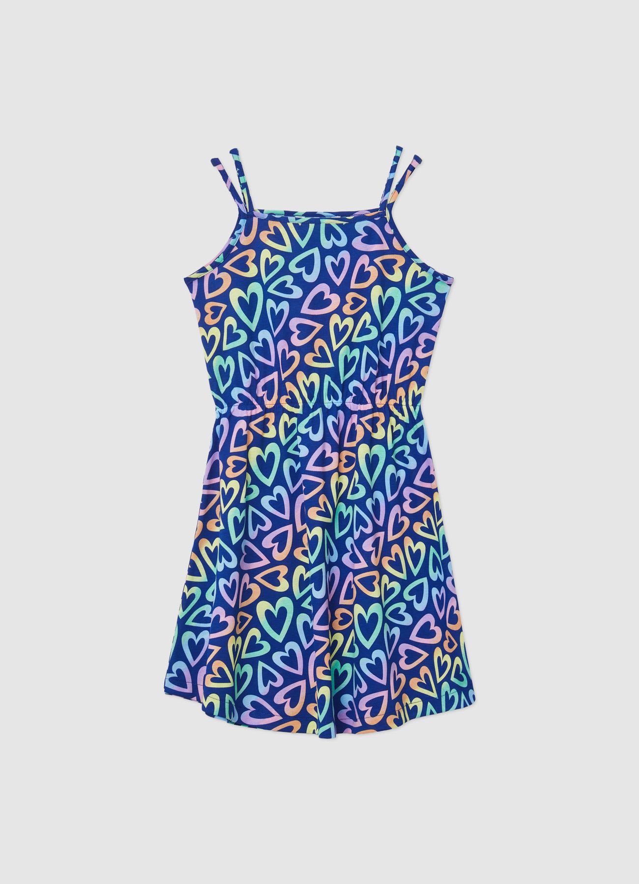 Vestito con spalline sottili e stampa cuori