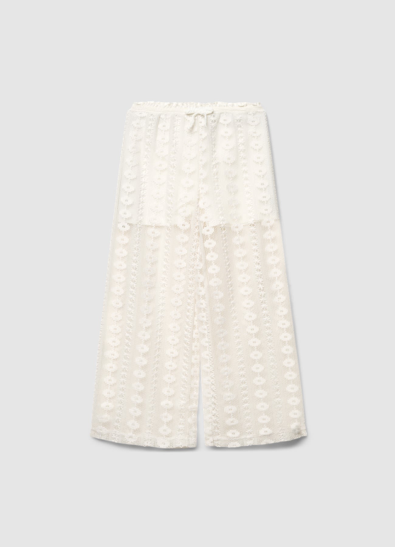 Pantaloni ampi in pizzo con coulisse