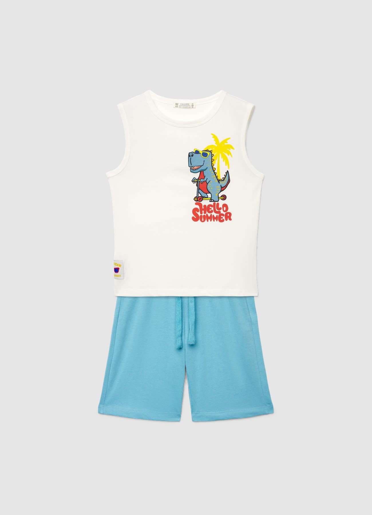 Set canotta e shorts con stampa dinosauro