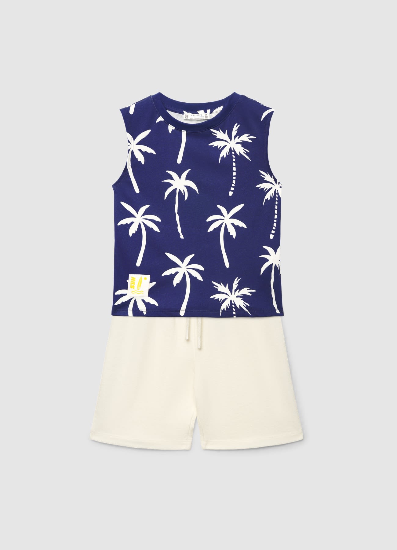 Set canotta e pantaloncini con stampa palme