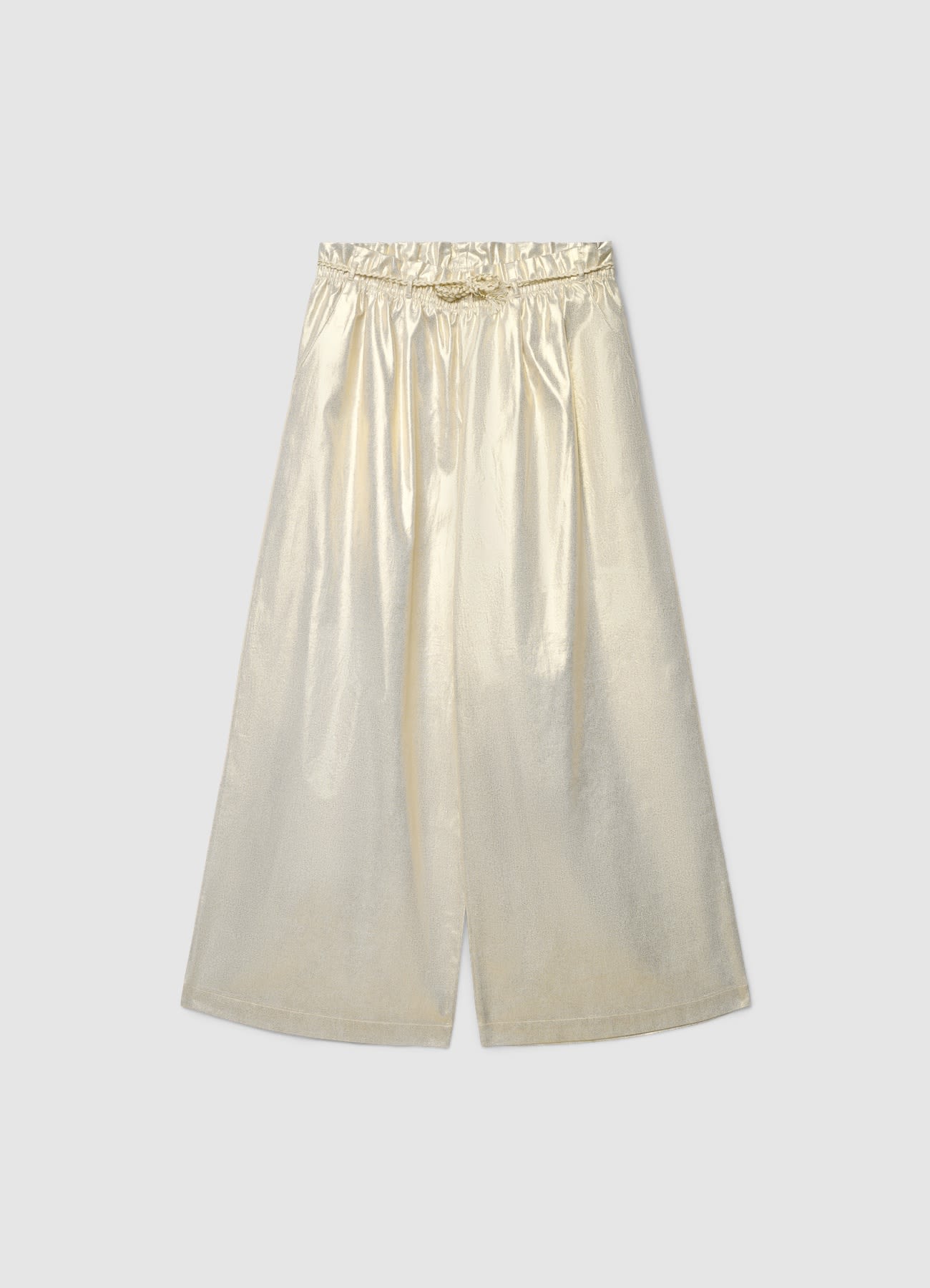 Pantaloni wide leg tessuto spalmato