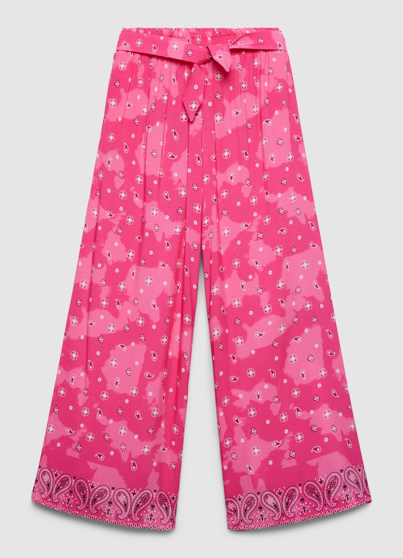 Pantaloni wide leg con cintura e stampa paisley