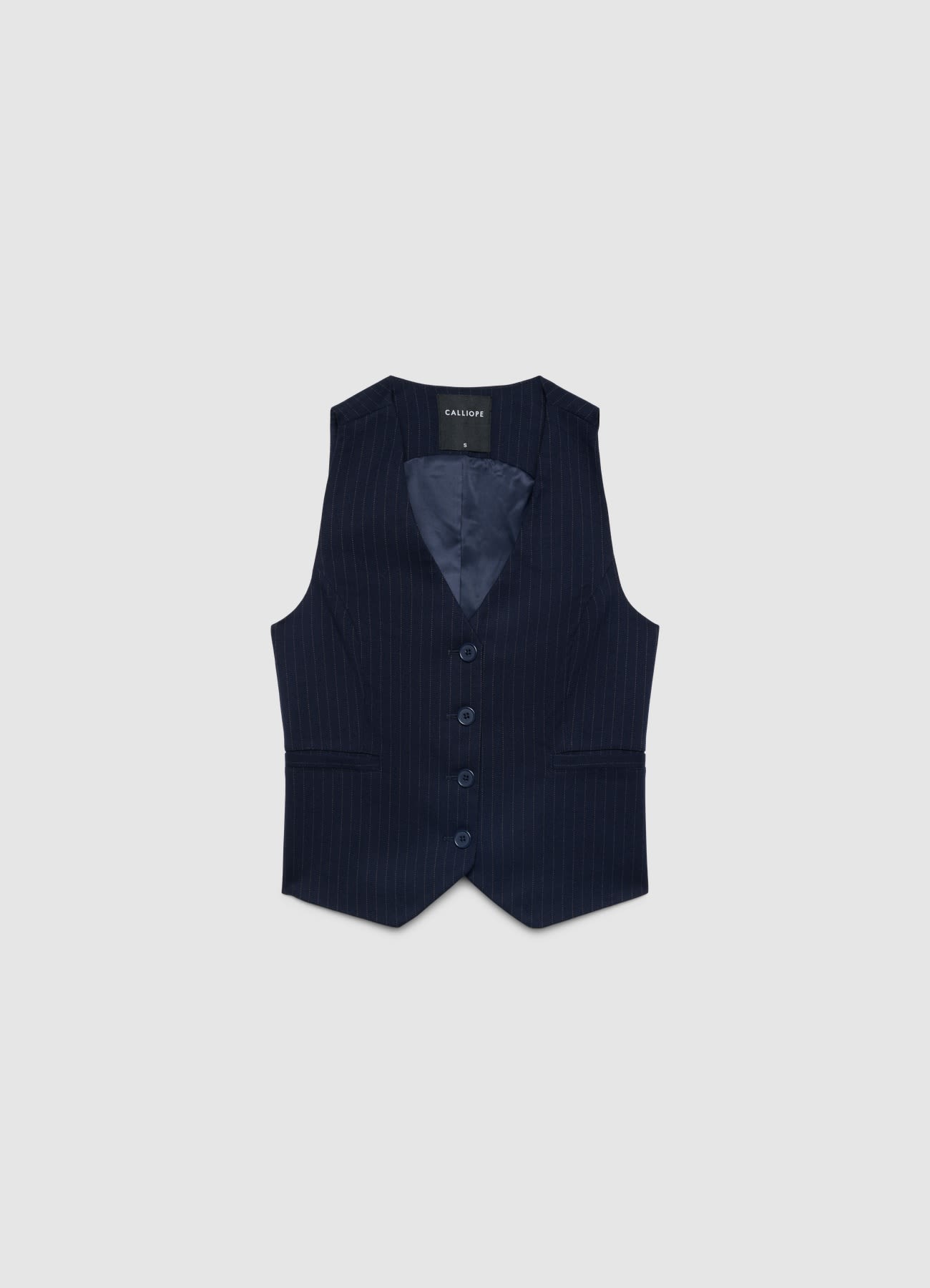Gilet gessato con bottoni
