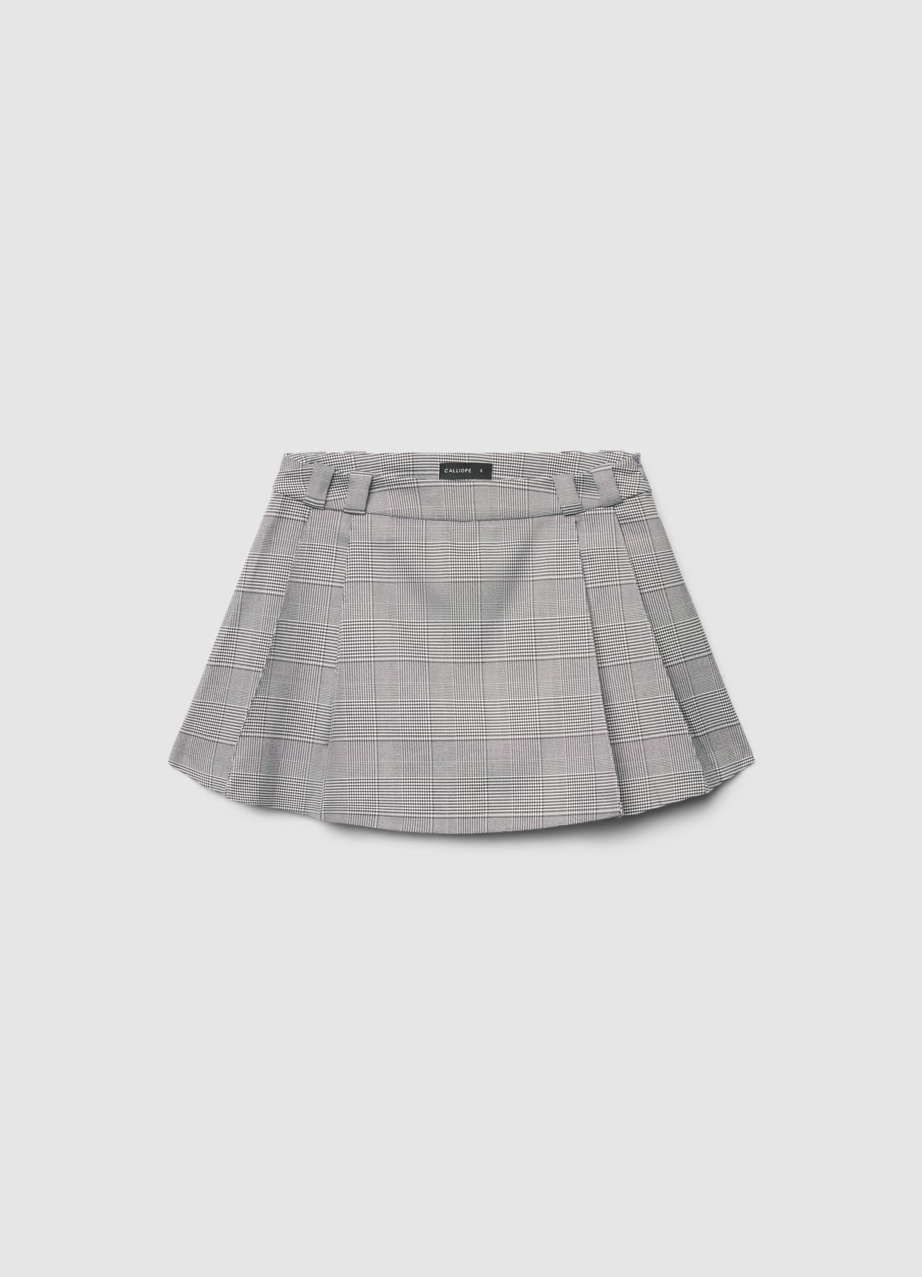 Gonna-pantalone a pieghe con fantasia principe di galles