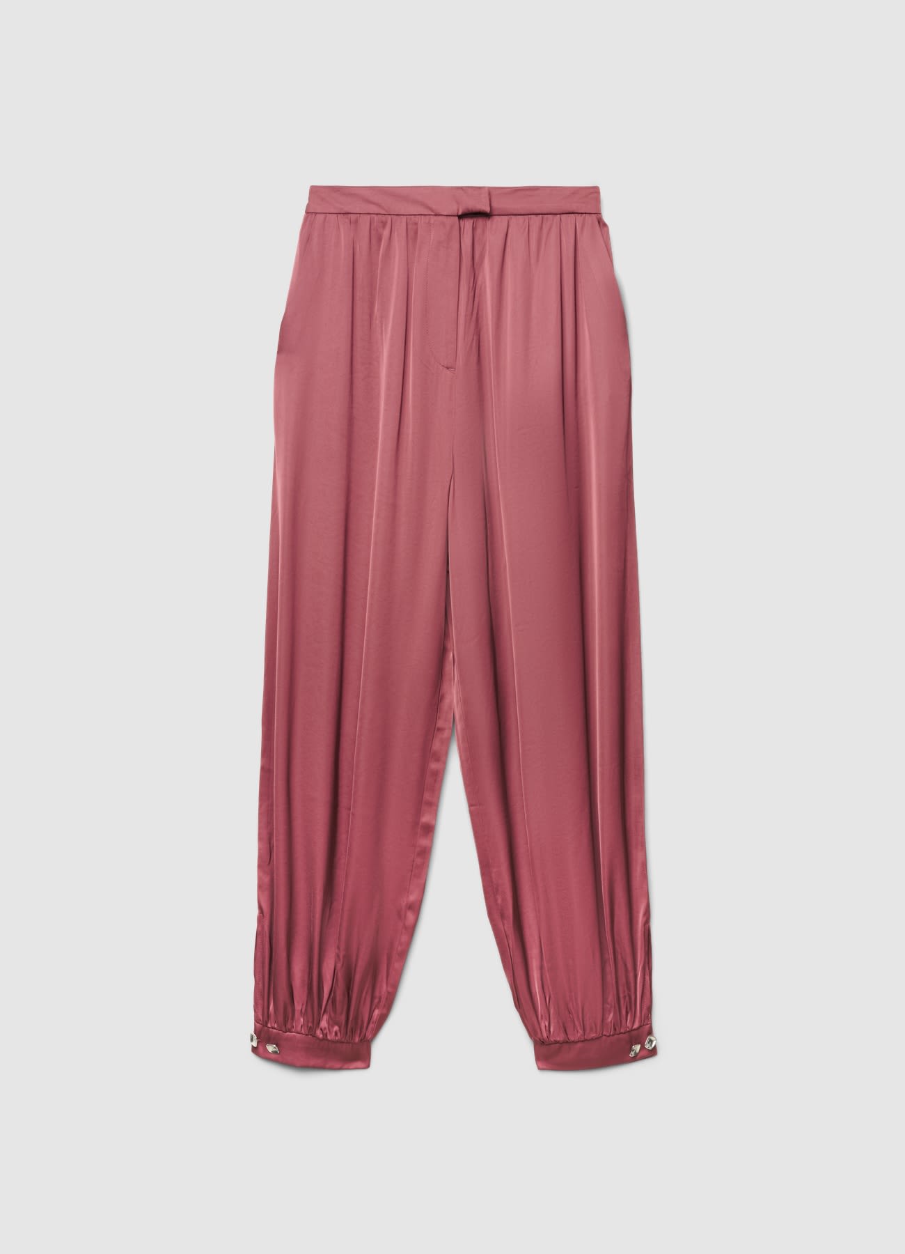 Pantaloni harem con polsini e tasche in simil satin