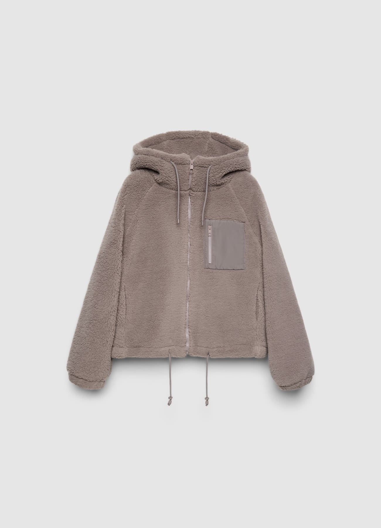 Giubbotto teddy con cappuccio e zip