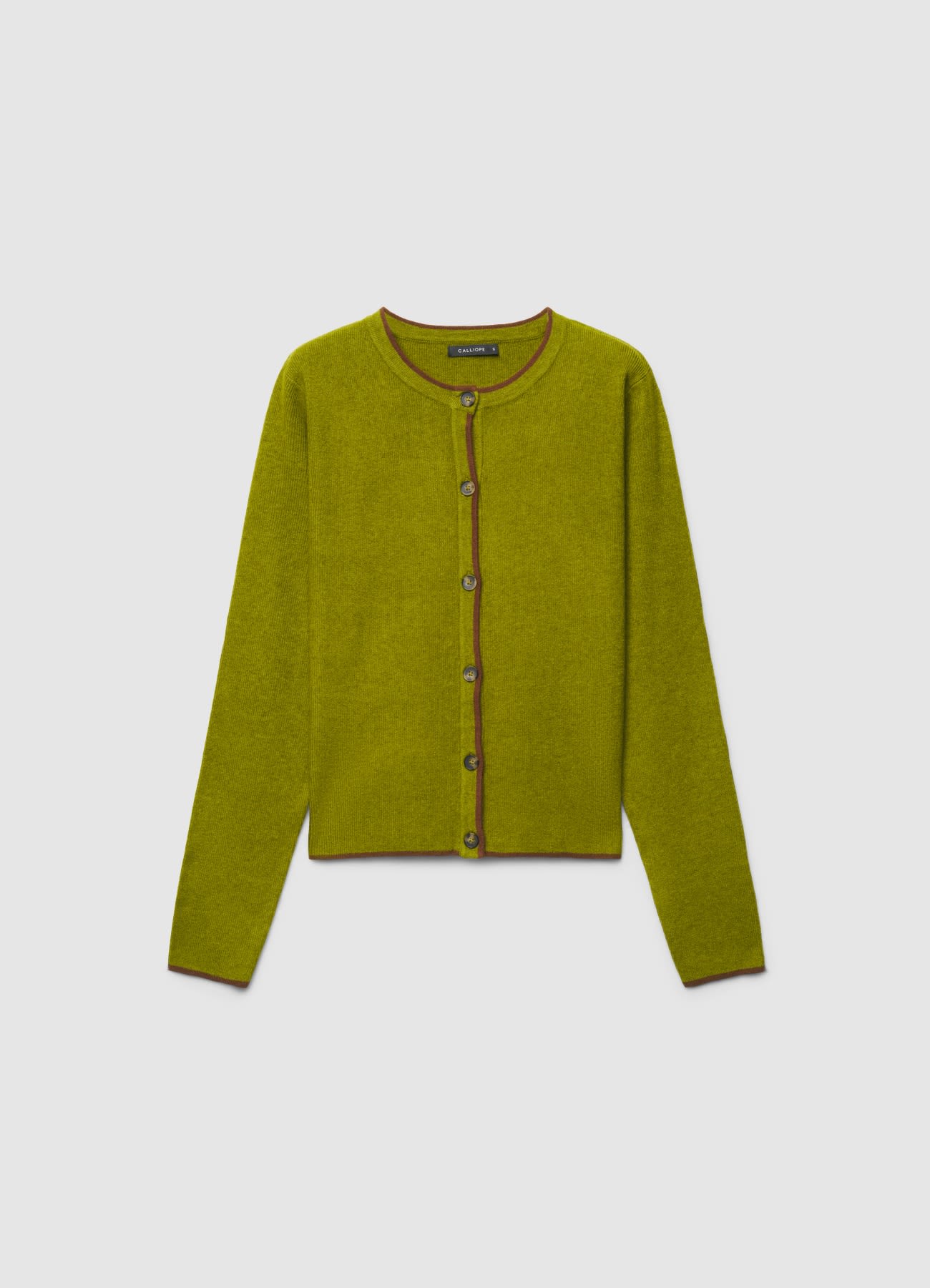 Cardigan girocollo con profili a contrasto