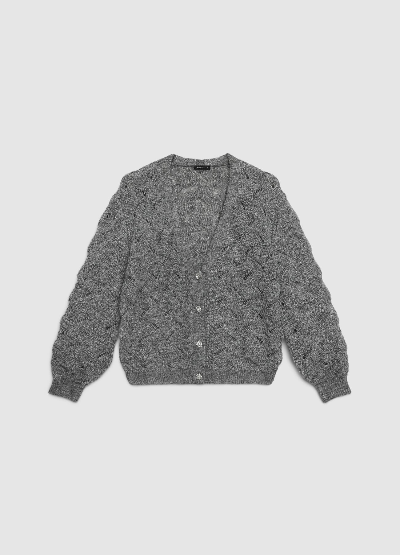 Cardigan traforato con bottoni effetto luccicante