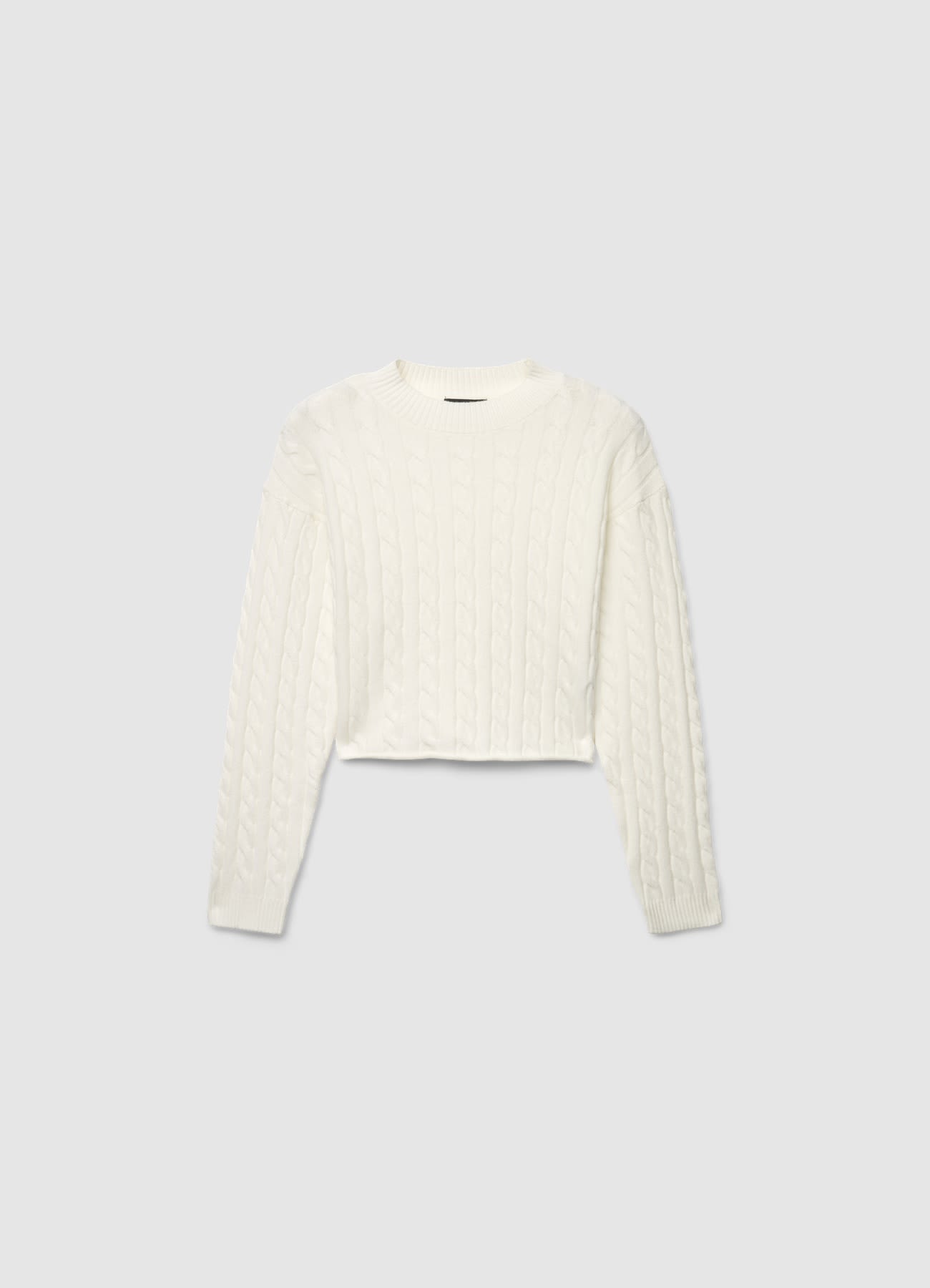 Maglia crop a trecce girocollo