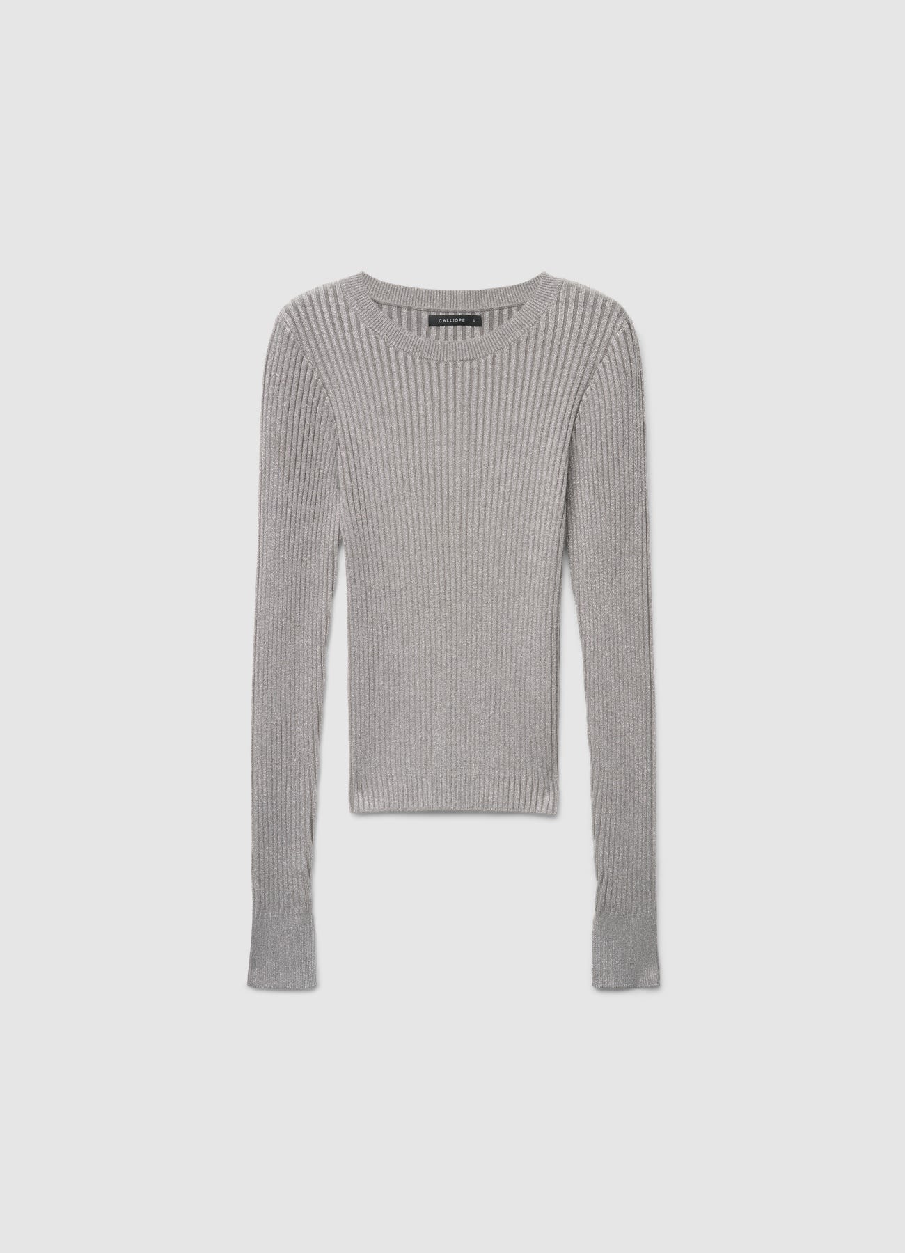 T-shirt a coste con effetto luccicante