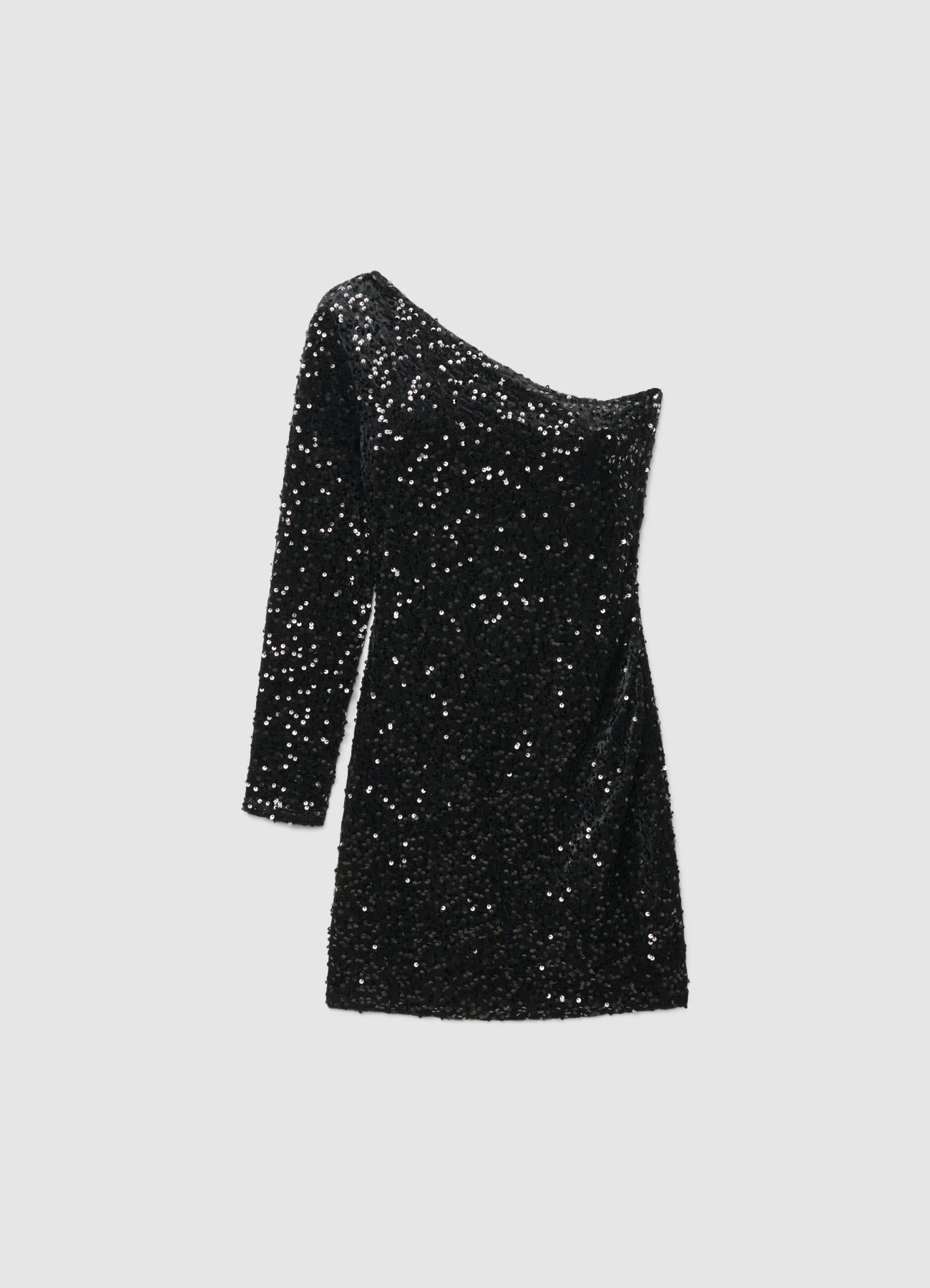 Abito minidress monospalla con paillettes