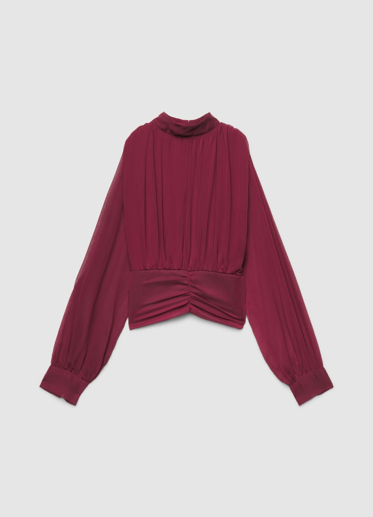 Blusa plissé con collo alto