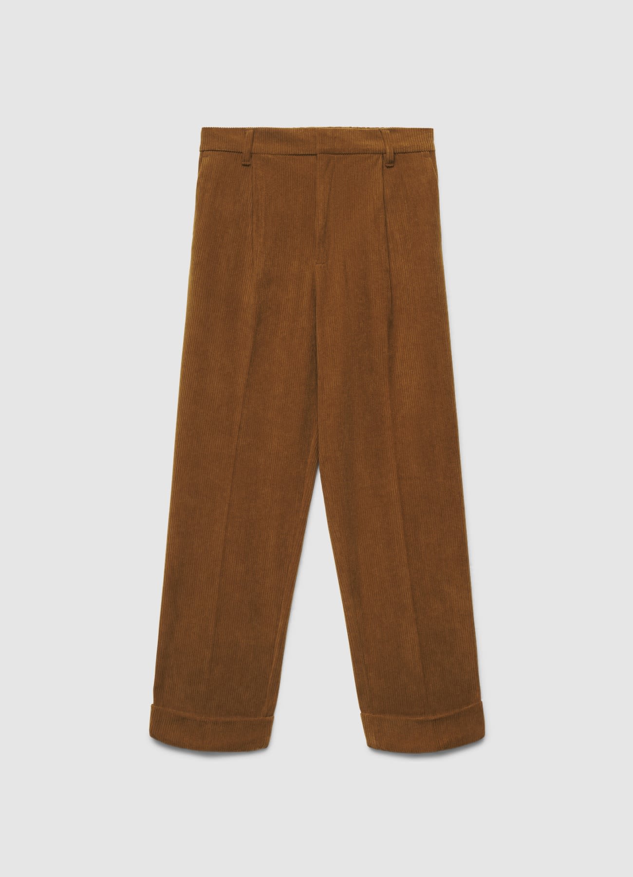Pantaloni dritti in velluto a coste con risvolto