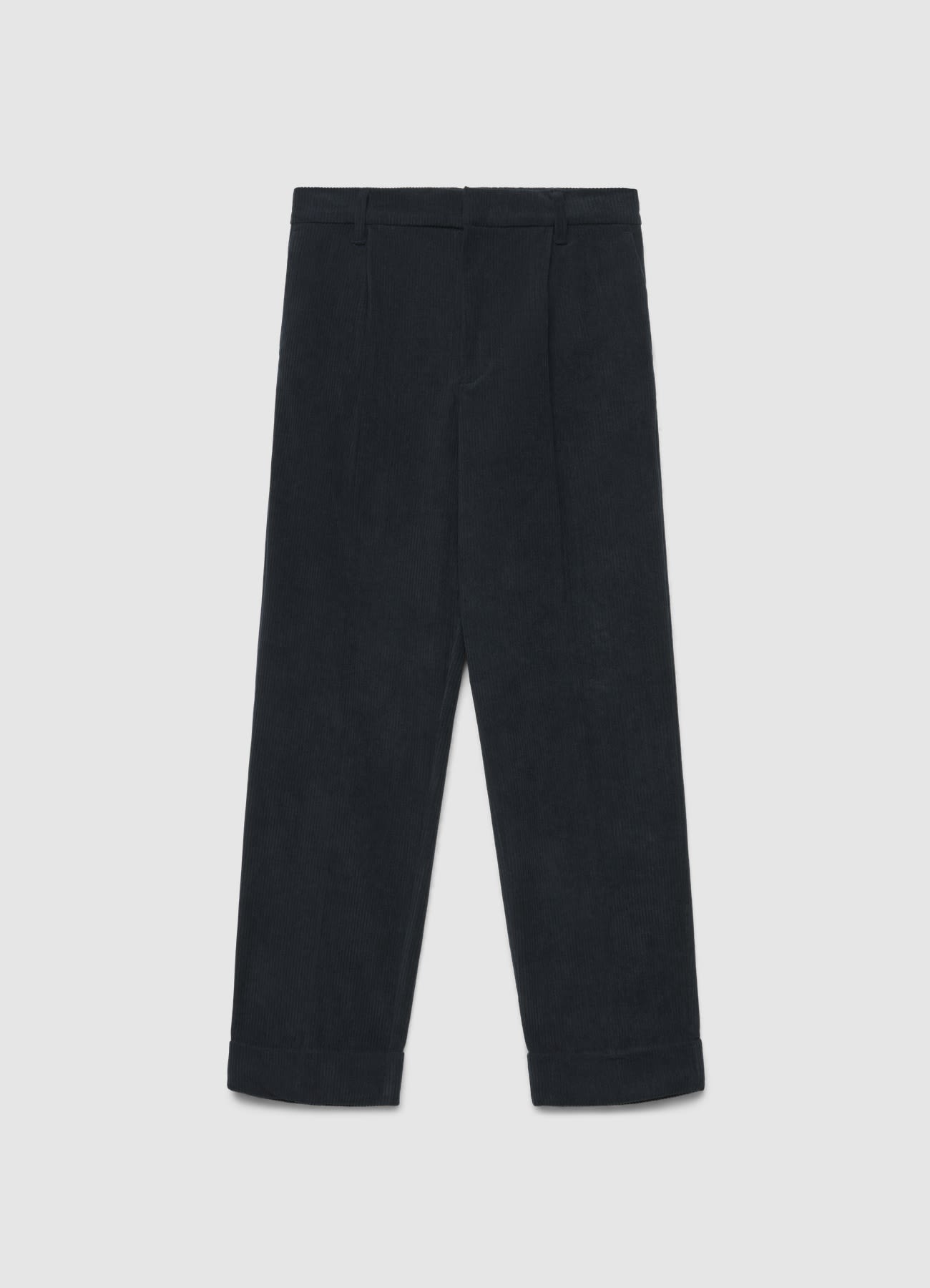 Pantaloni dritti in velluto a coste con risvolto