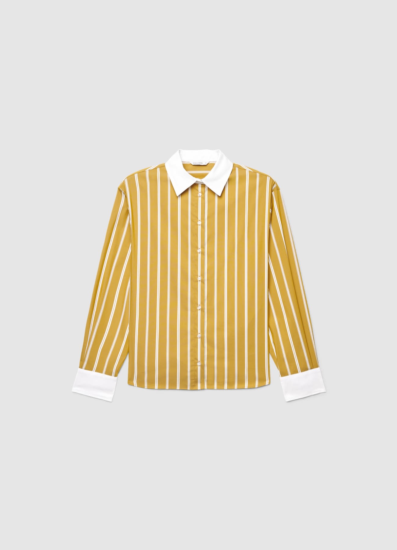 Camicia a righe con colletto a contrasto