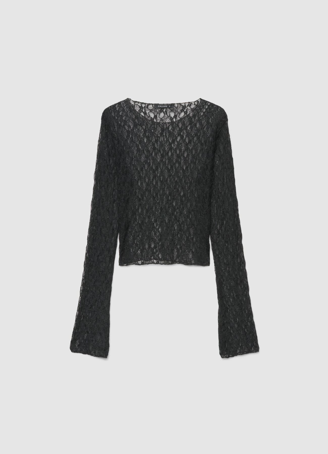 T-shirt a maniche lunghe in pizzo