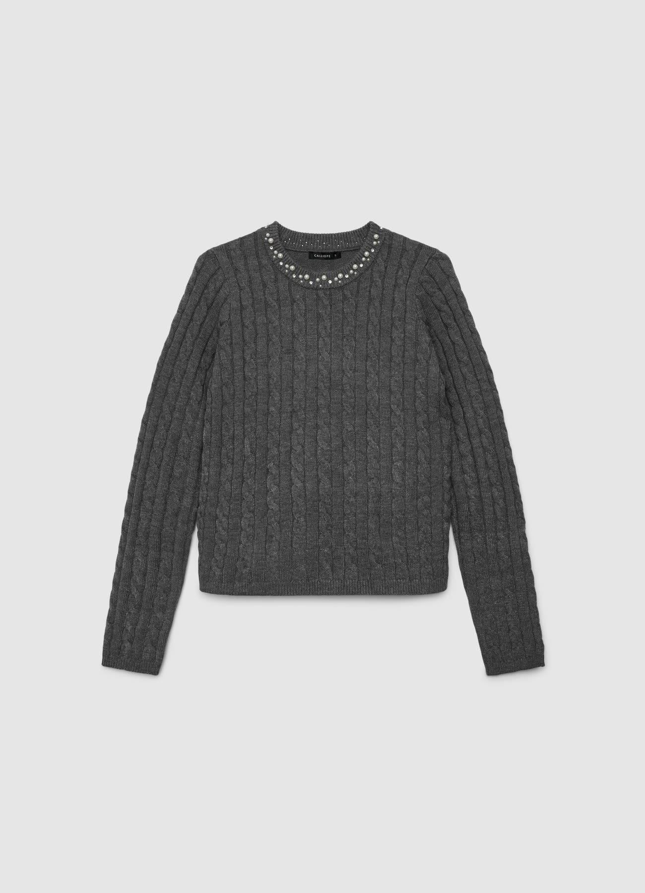 Maglia a trecce con perle
