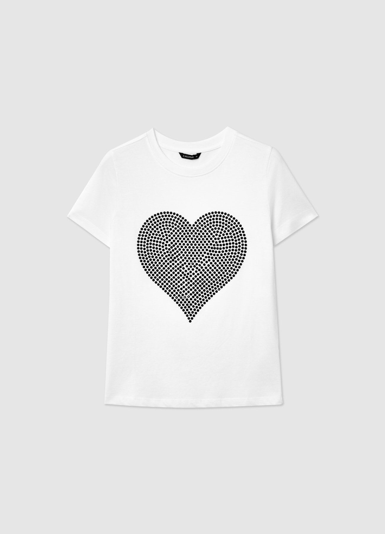 T-shirt con cuore di strass
