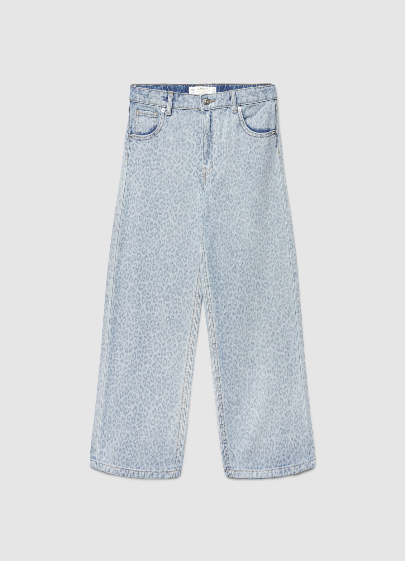 Jeans dritti con stampa animalier