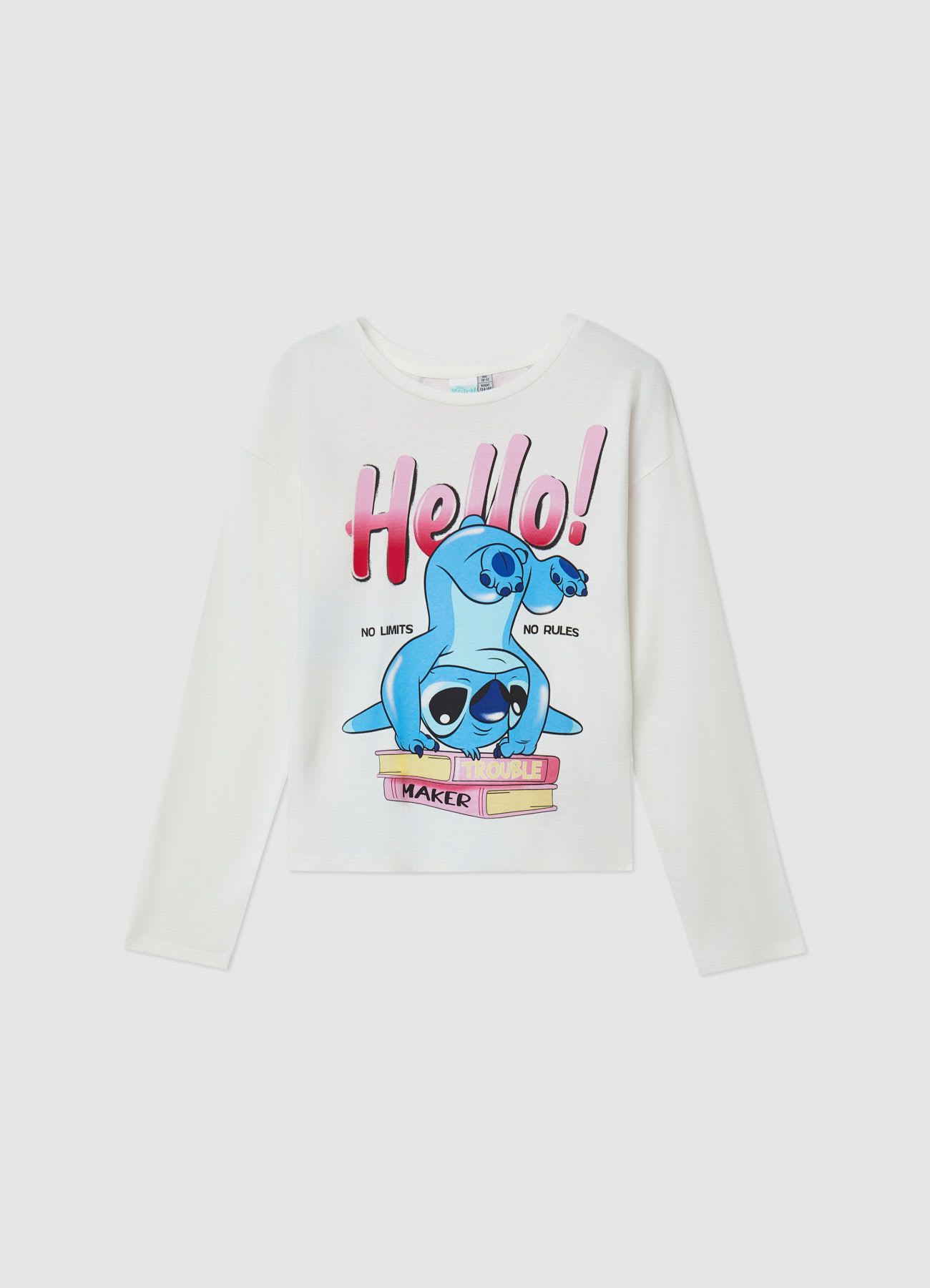 T-shirt a maniche lunghe con stampa Stitch
