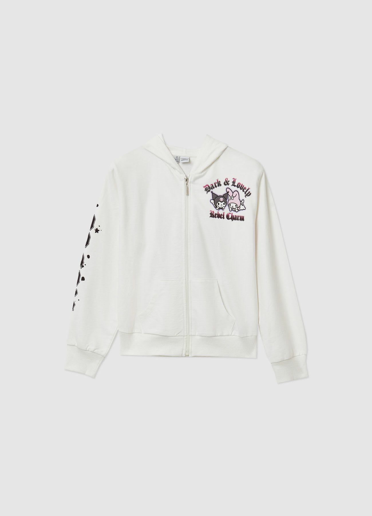 Felpa con cappuccio e zip con stampa Kuromi