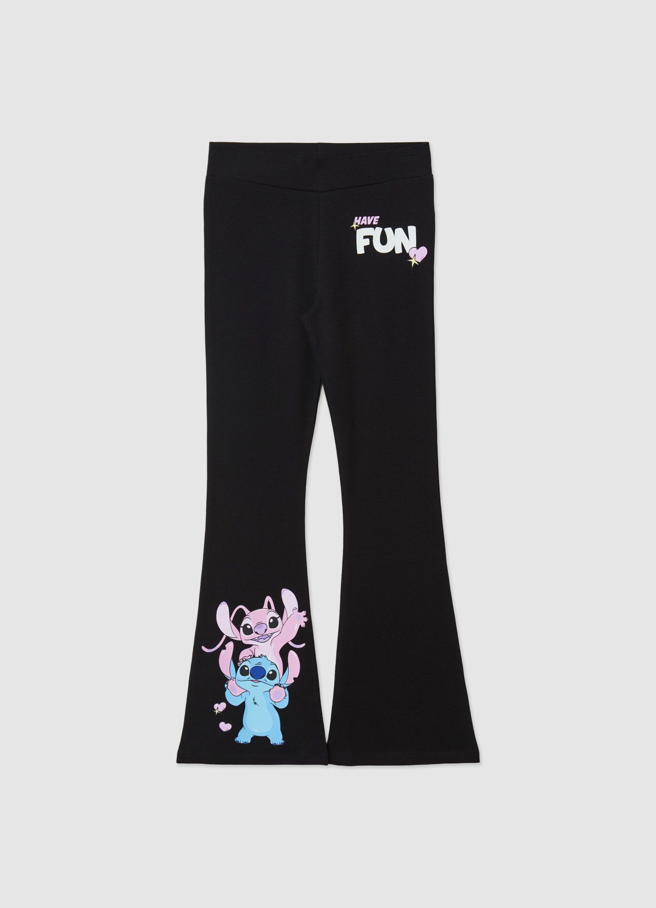 Leggings a zampa con stampa Stitch