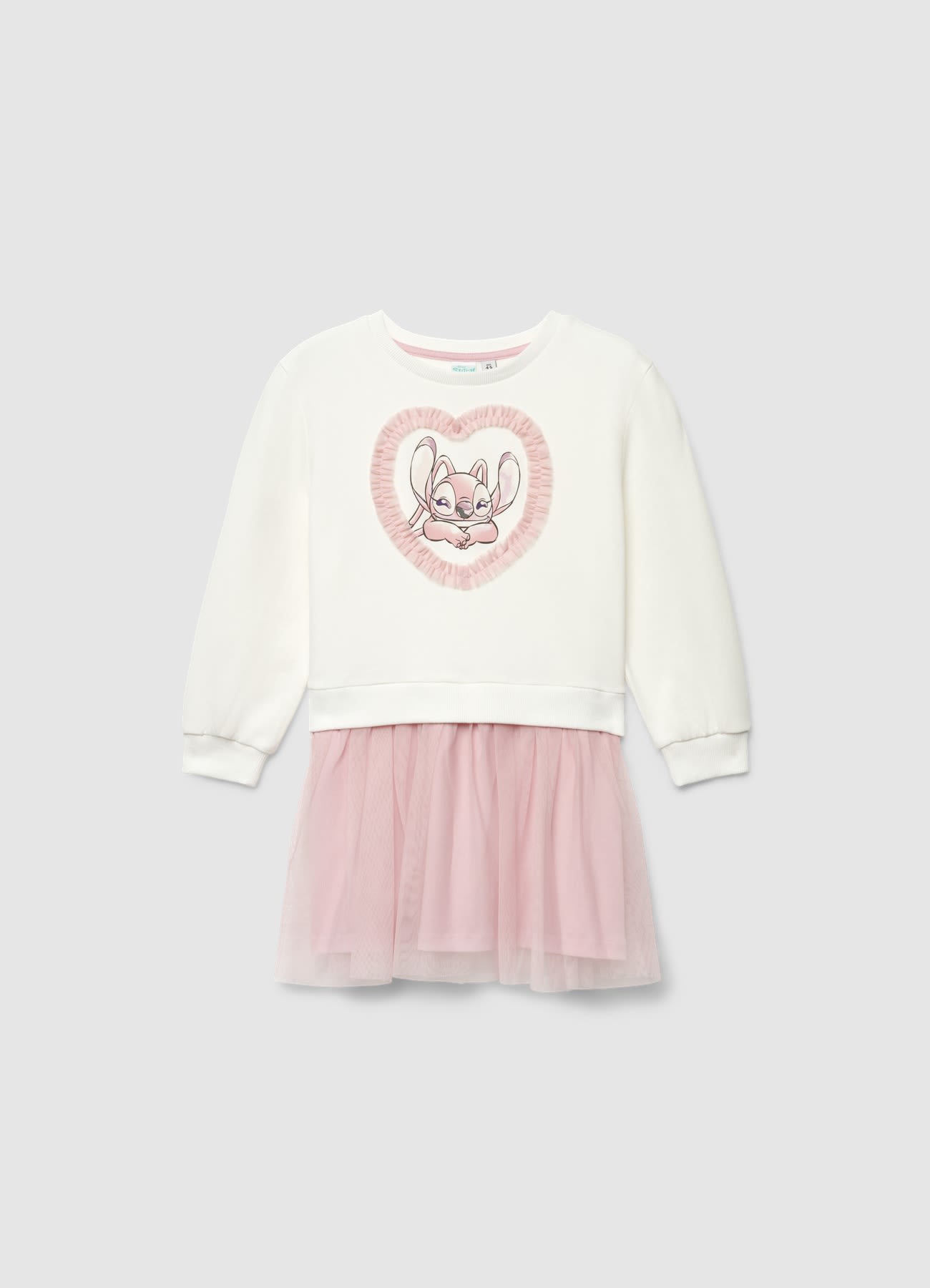Abito felpa con stampa e gonna in tulle