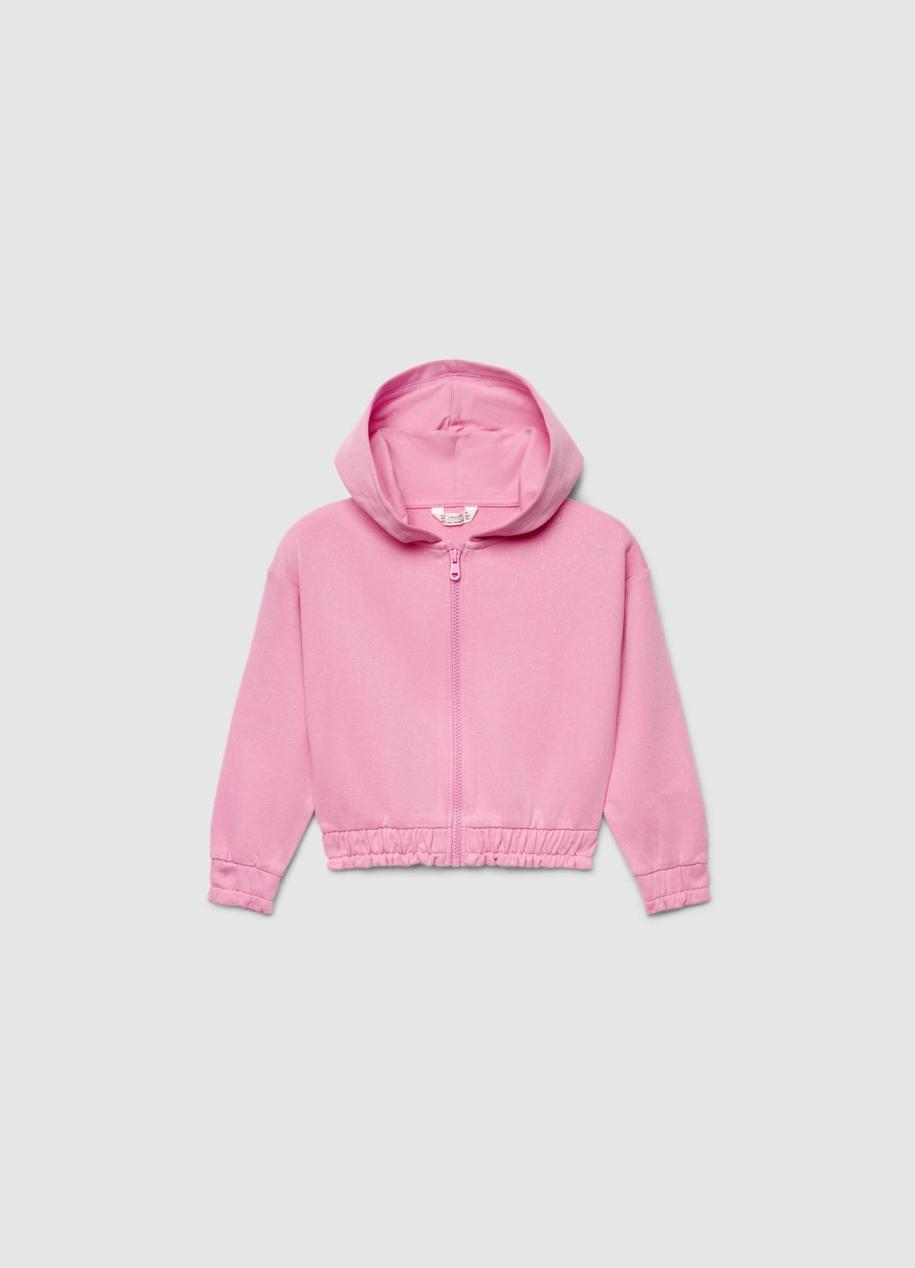 Felpa con cappuccio e zip effetto luccicante
