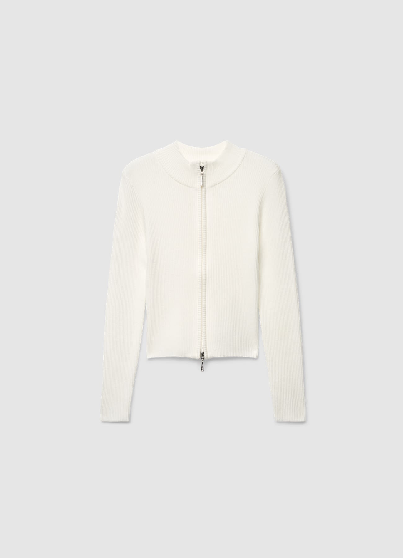 Maglia a costine con zip e collo alto