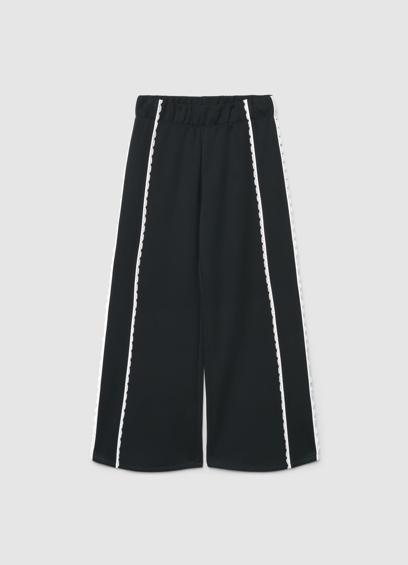 Pantaloni ginnici wide leg con inserti in pizzo