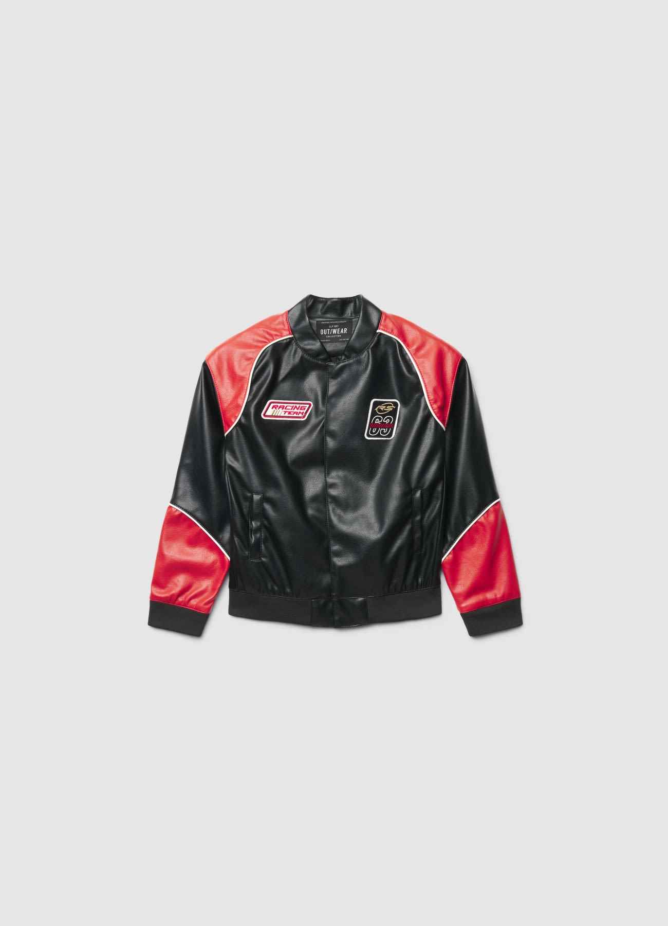 Bomber biker con patch e scritta
