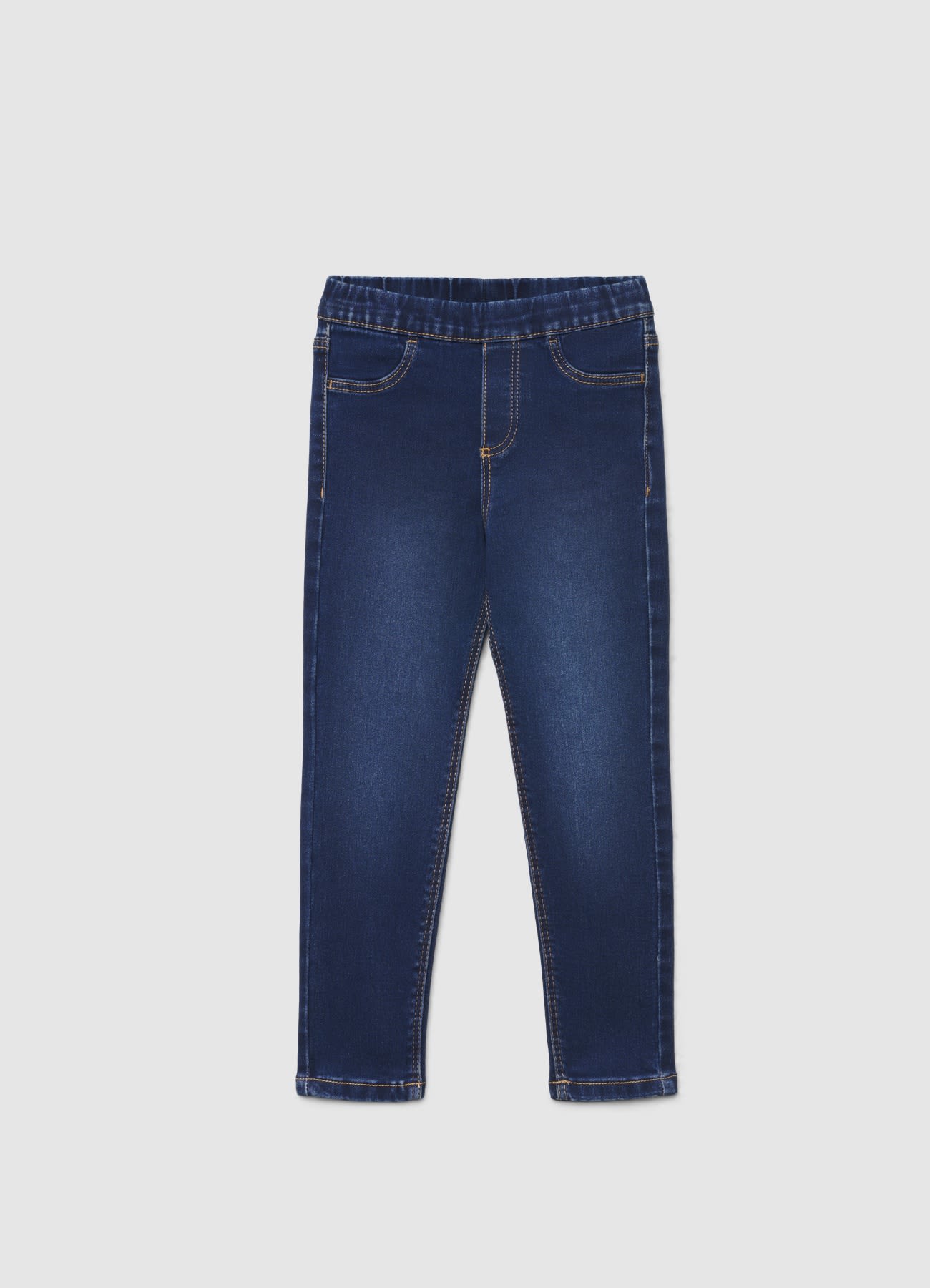 Jeans skinny con elastico in vita e tasche a cuore