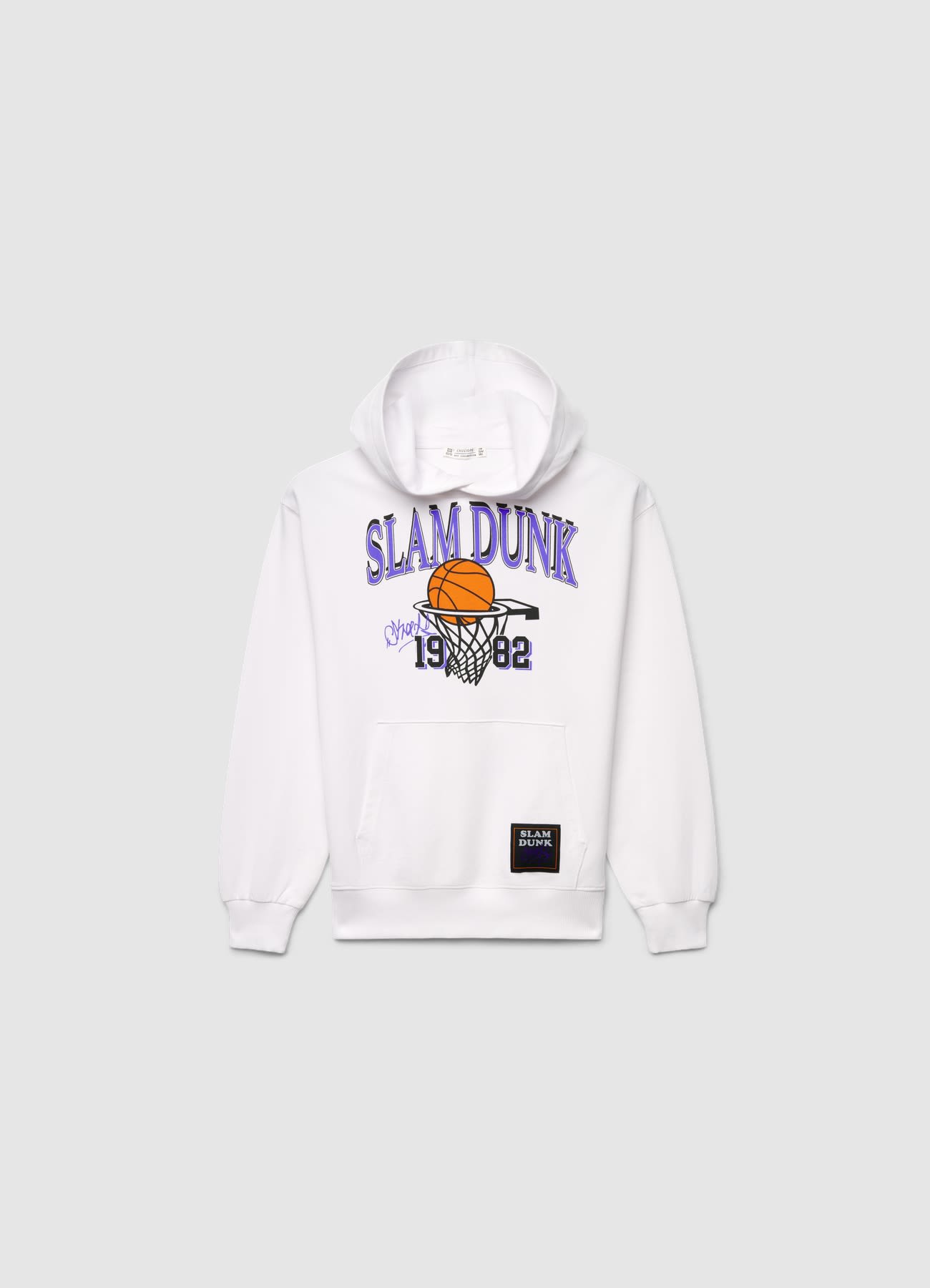 Felpa oversize con cappuccio e stampa basket