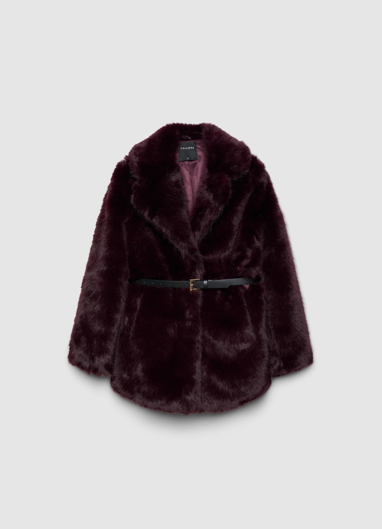 Cappotto midi effetto pelo con cintura