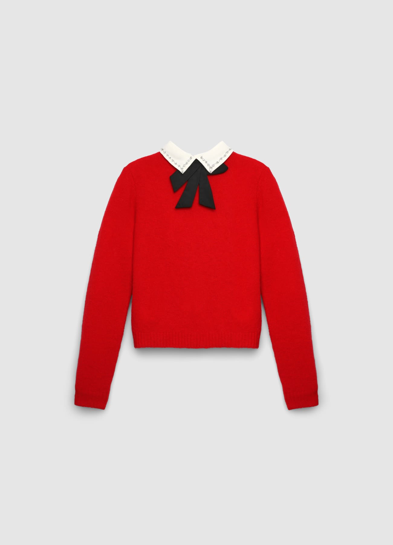 Maglia con colletto camicia e strass