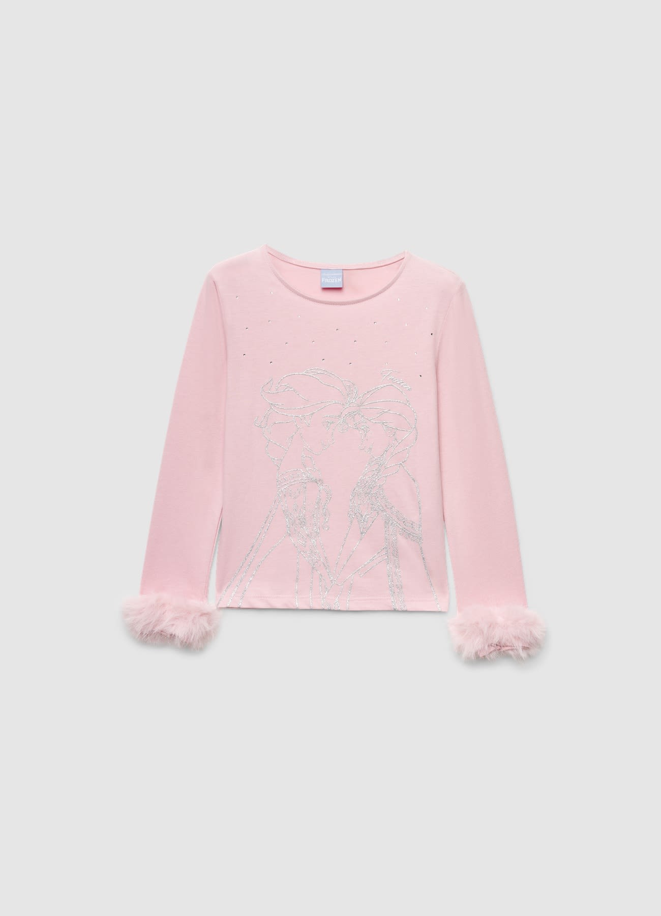 T-shirt con stampa Frozen e polsini effetto peluche