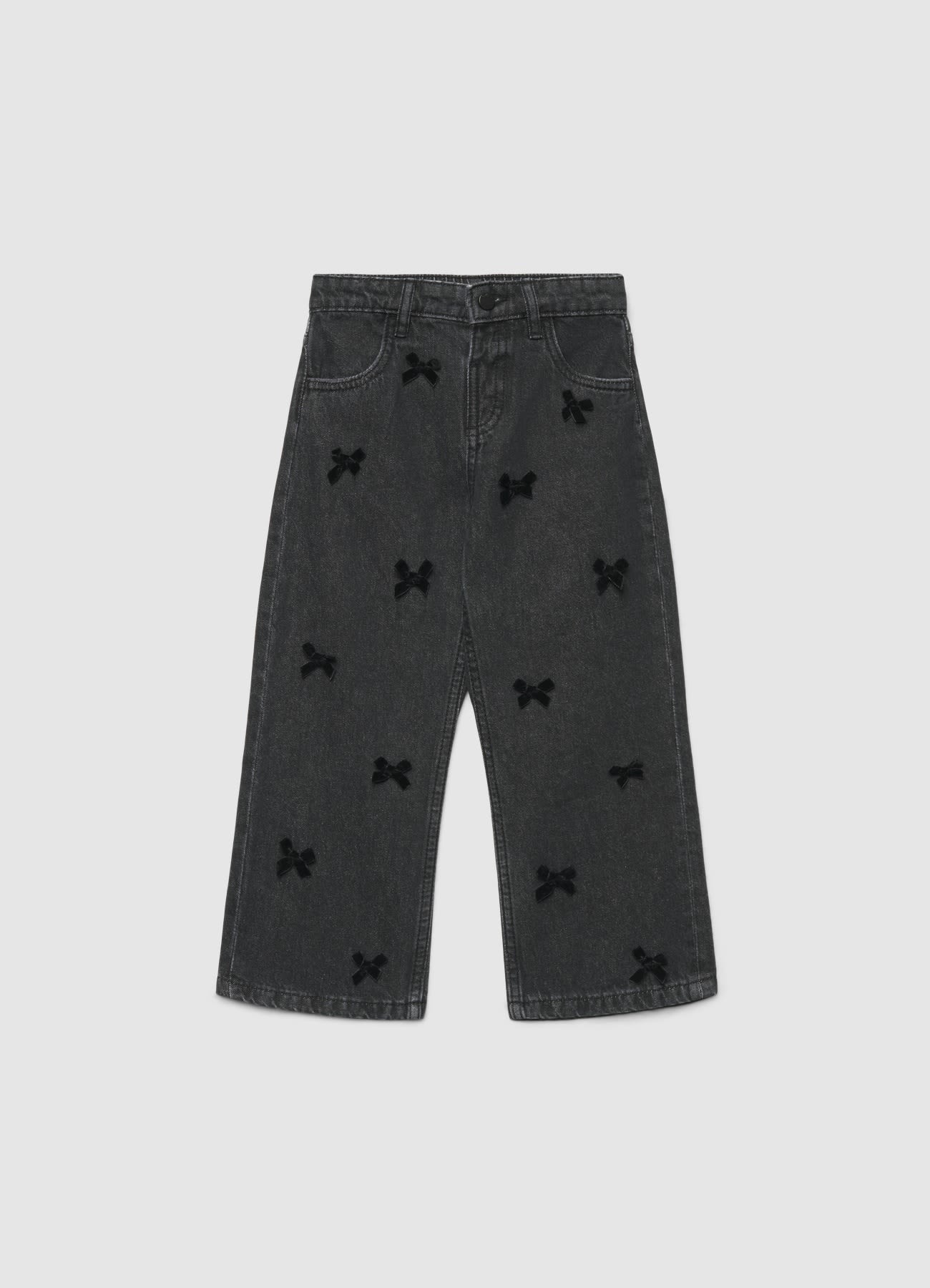 Jeans culotte con fiocchi applicati