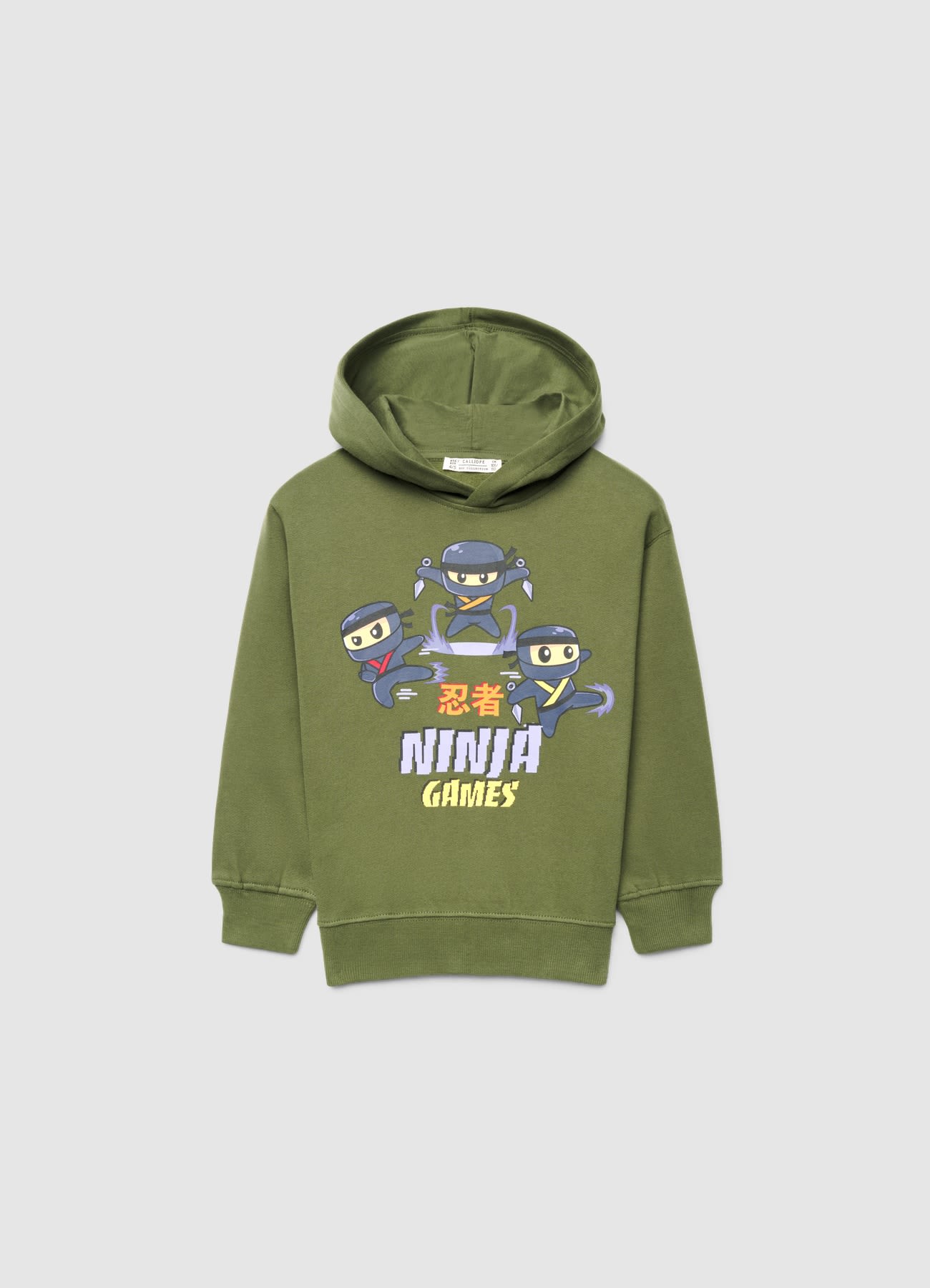 Felpa con cappuccio e stampa ninja