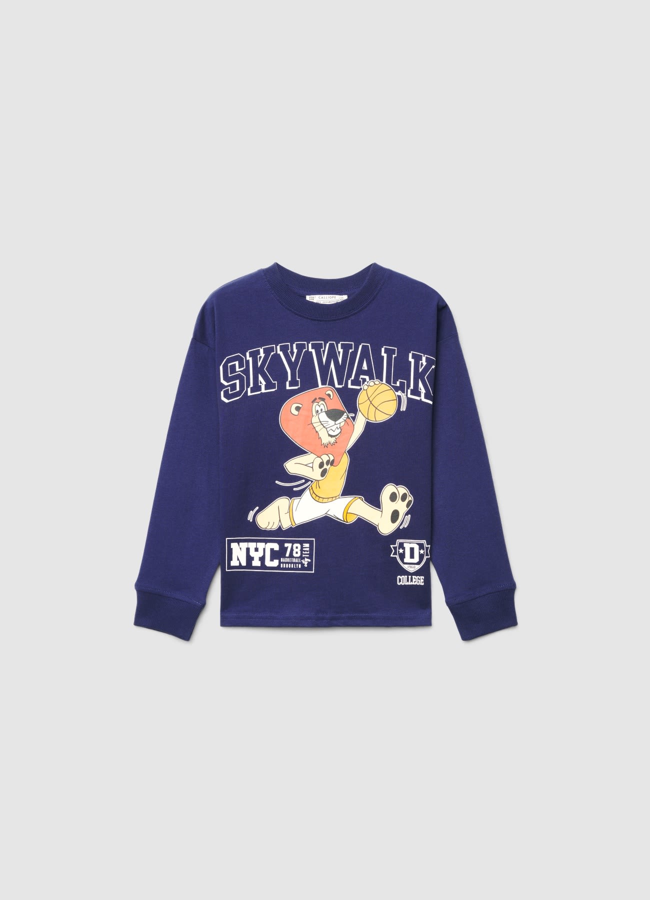 T-shirt over con stampa leone e scritte