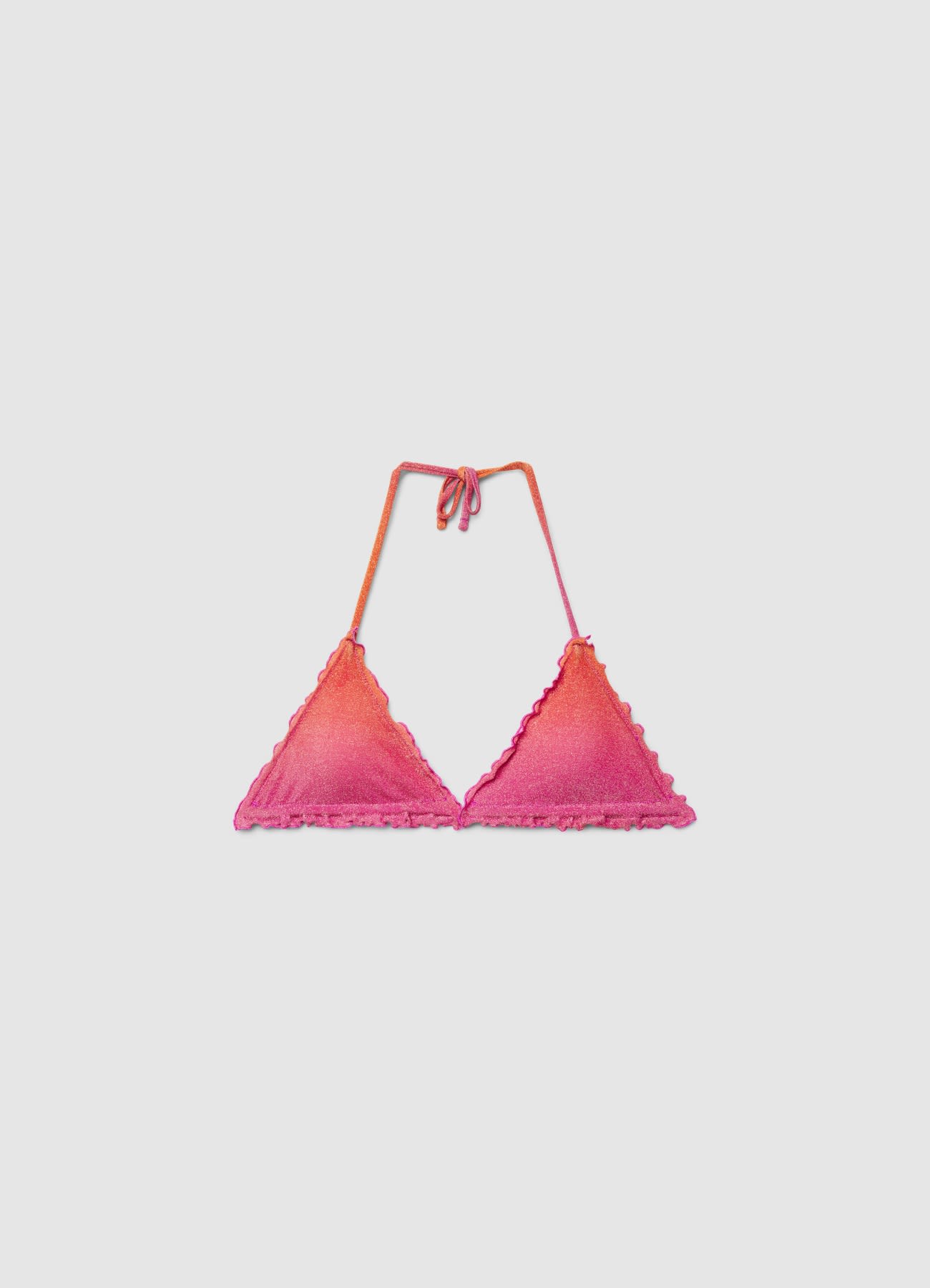 Reggiseno bikini triangolo con volant ed effetto luccicante