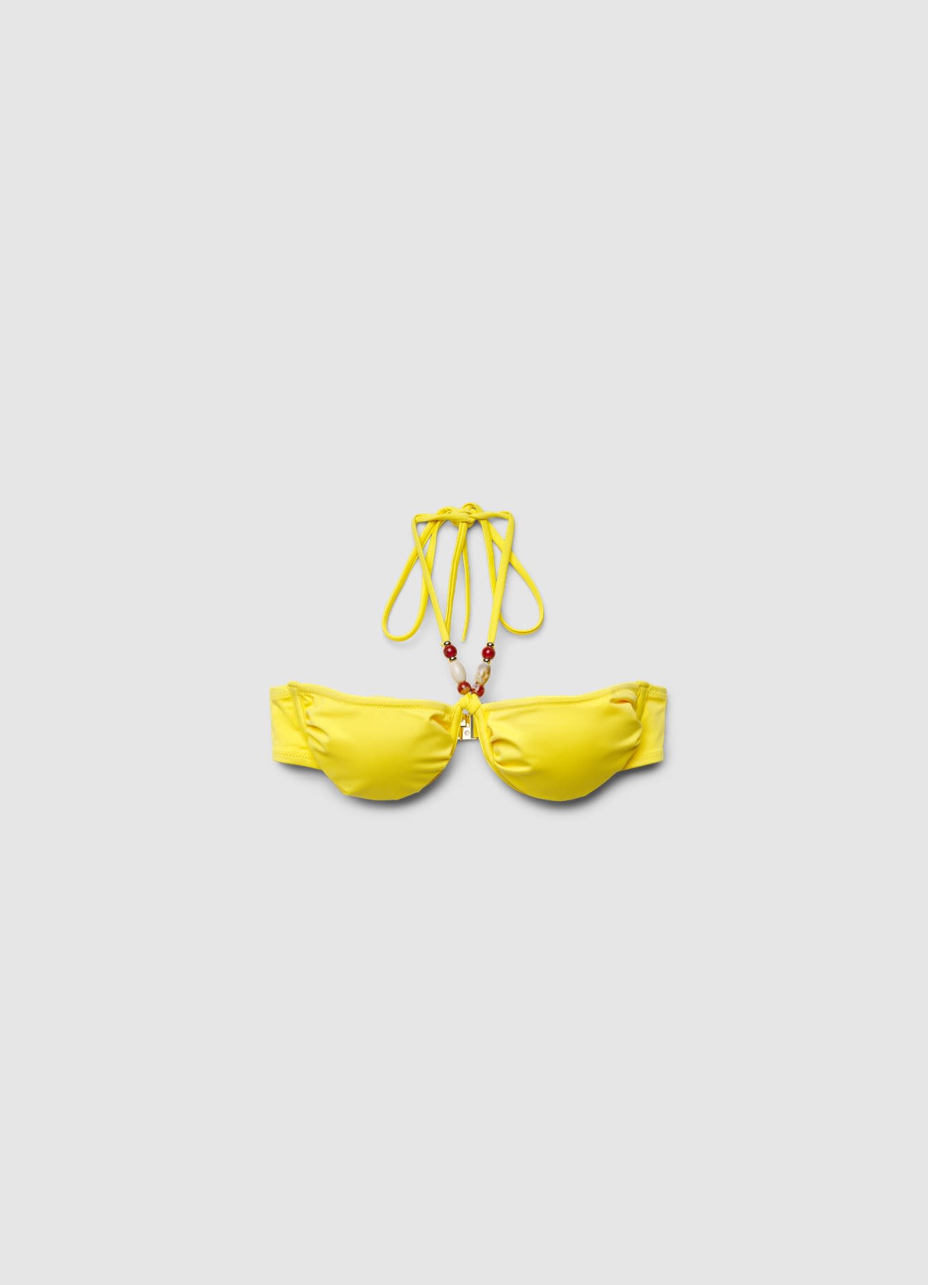 Reggiseno bikini balconcino con lacci e perline