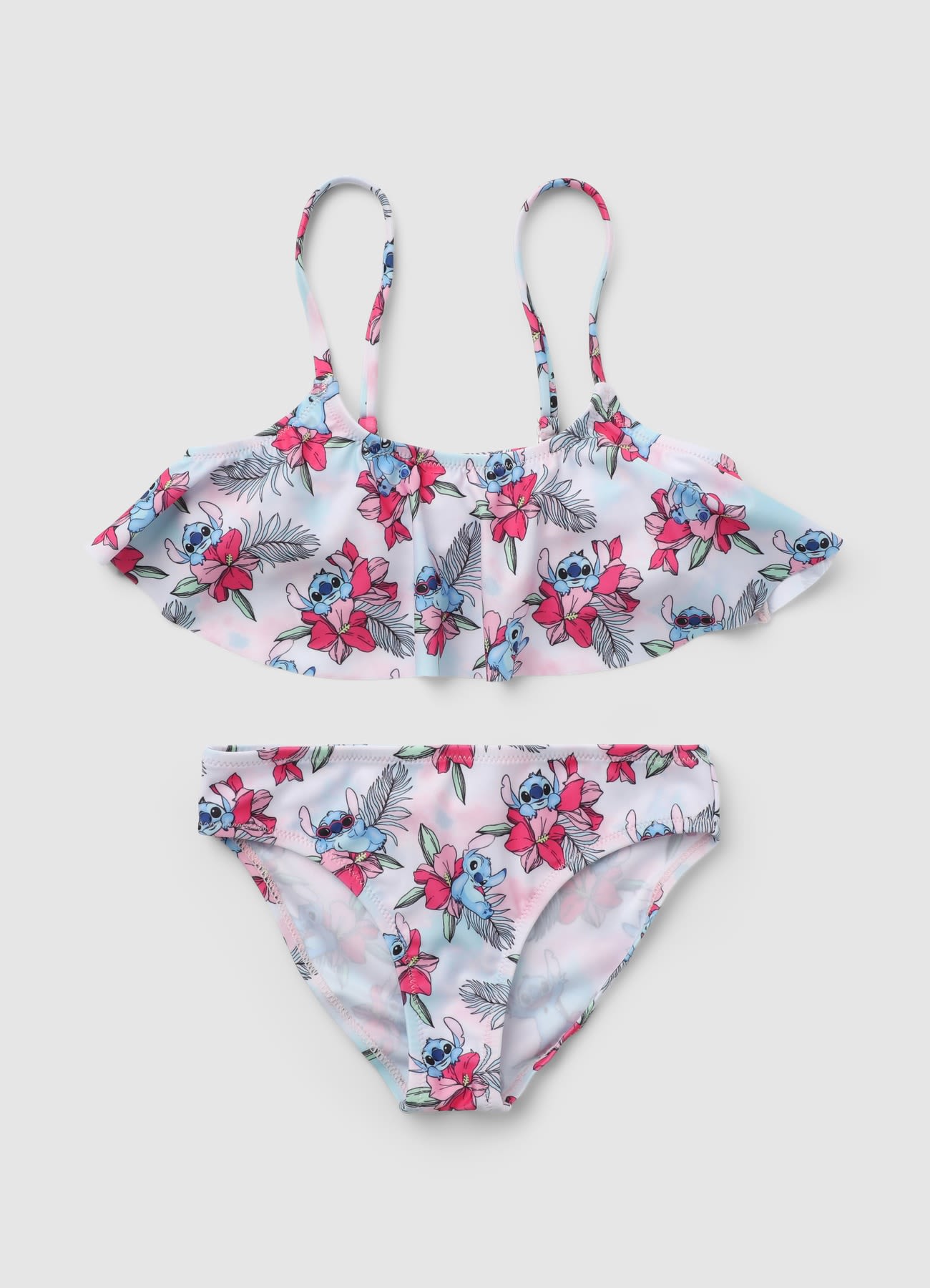 Set bikini con volant e stampa Stitch