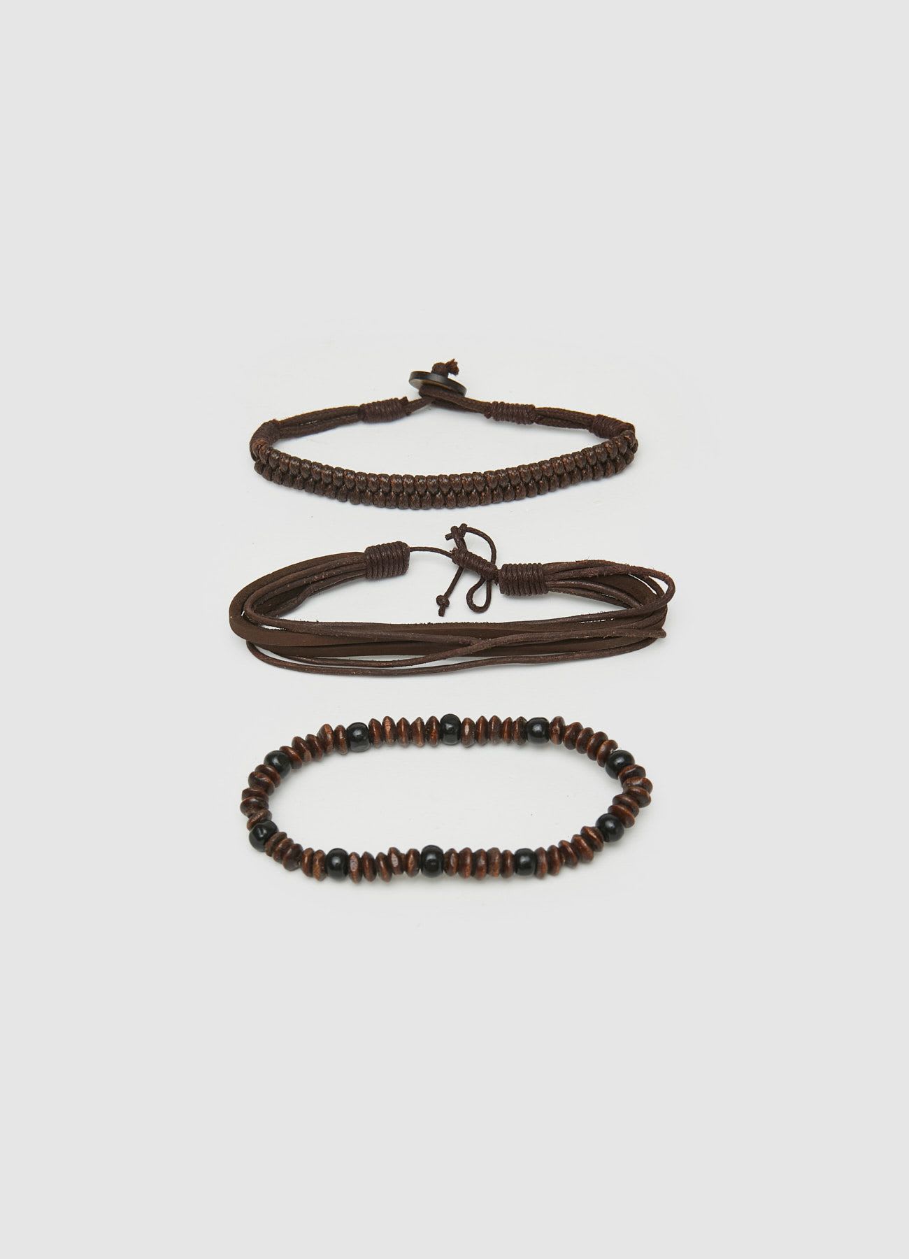 Pack 3 bracciali con perline e laccetti