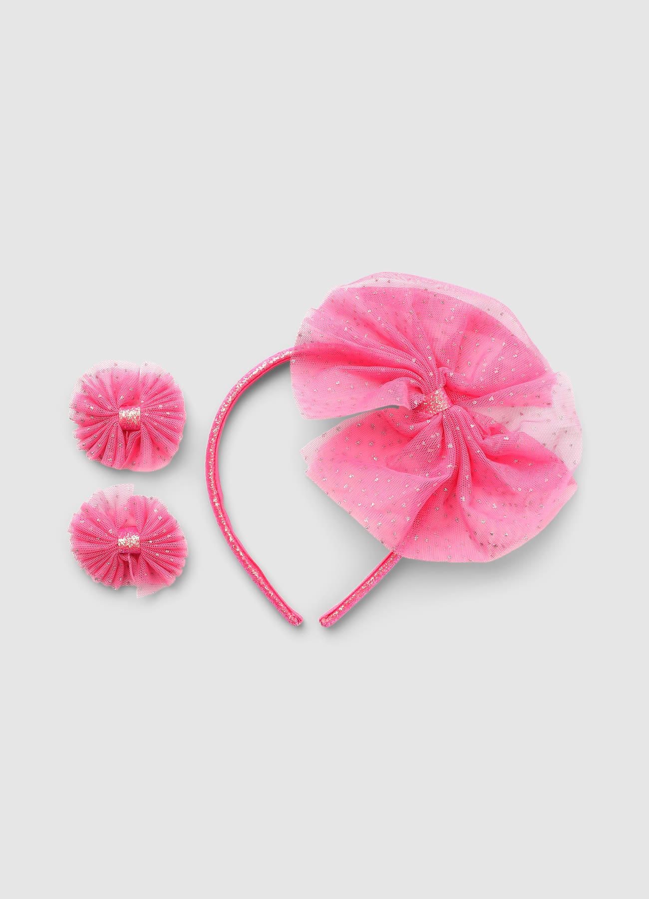 Pack 3 accessori capelli con fiocchi effetto luccicante