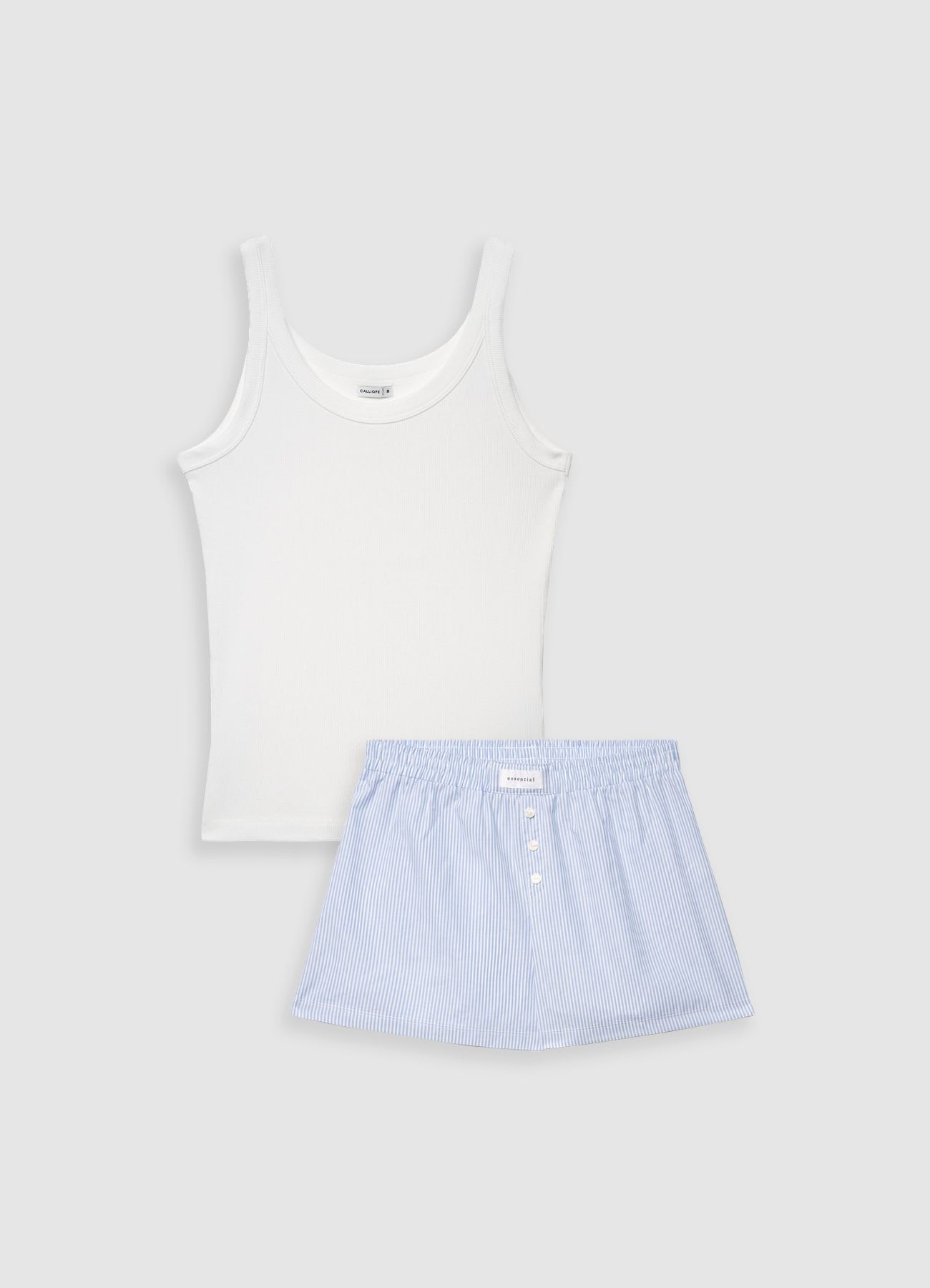 Set pigiama a righe con canotta e shorts