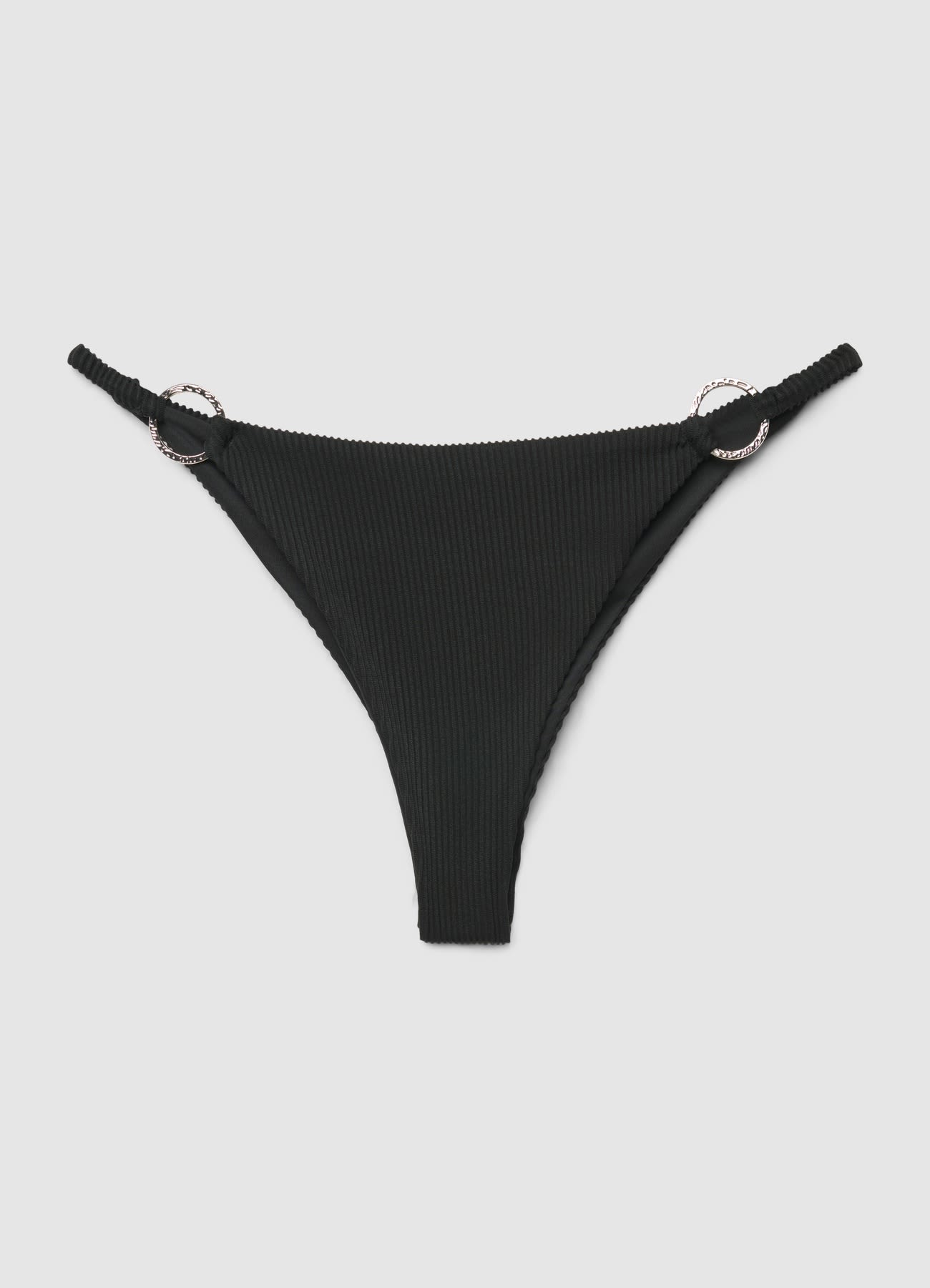Slip bikini brasiliana goffrata con anelli laterali