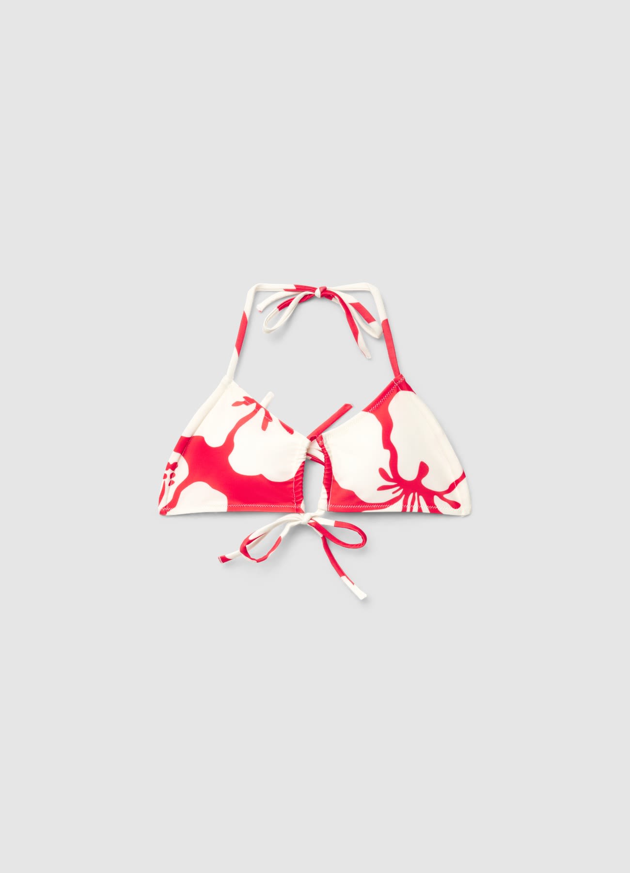 Reggiseno bikini triangolo con arriccio e stampa floreale